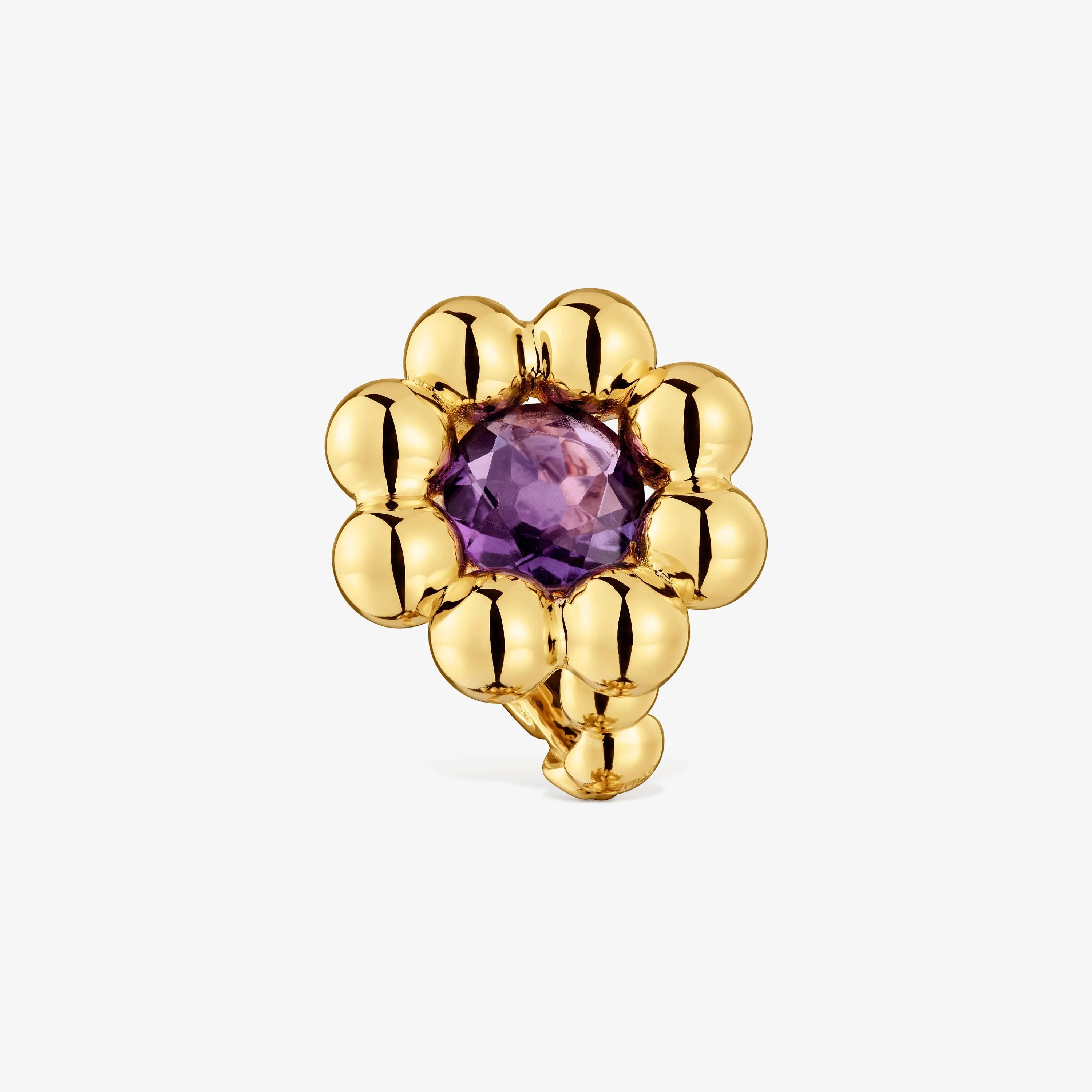 Medium flower Ring with 18K gold vermeil and amethyst Sugar Party - 1