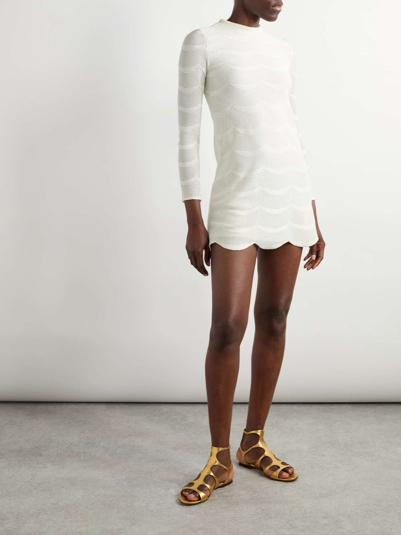 TOM FORD Pointelle-knit cotton and silk-blend mini dress White outlook