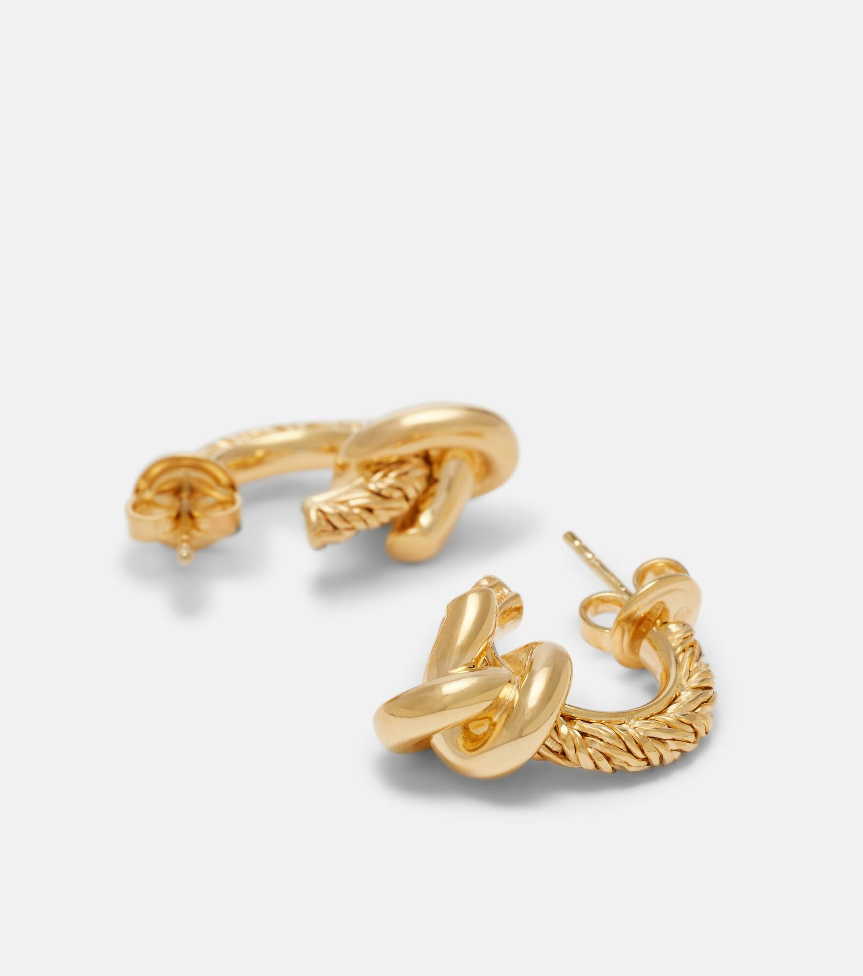 Knot gold-plated hoop earrings - 4