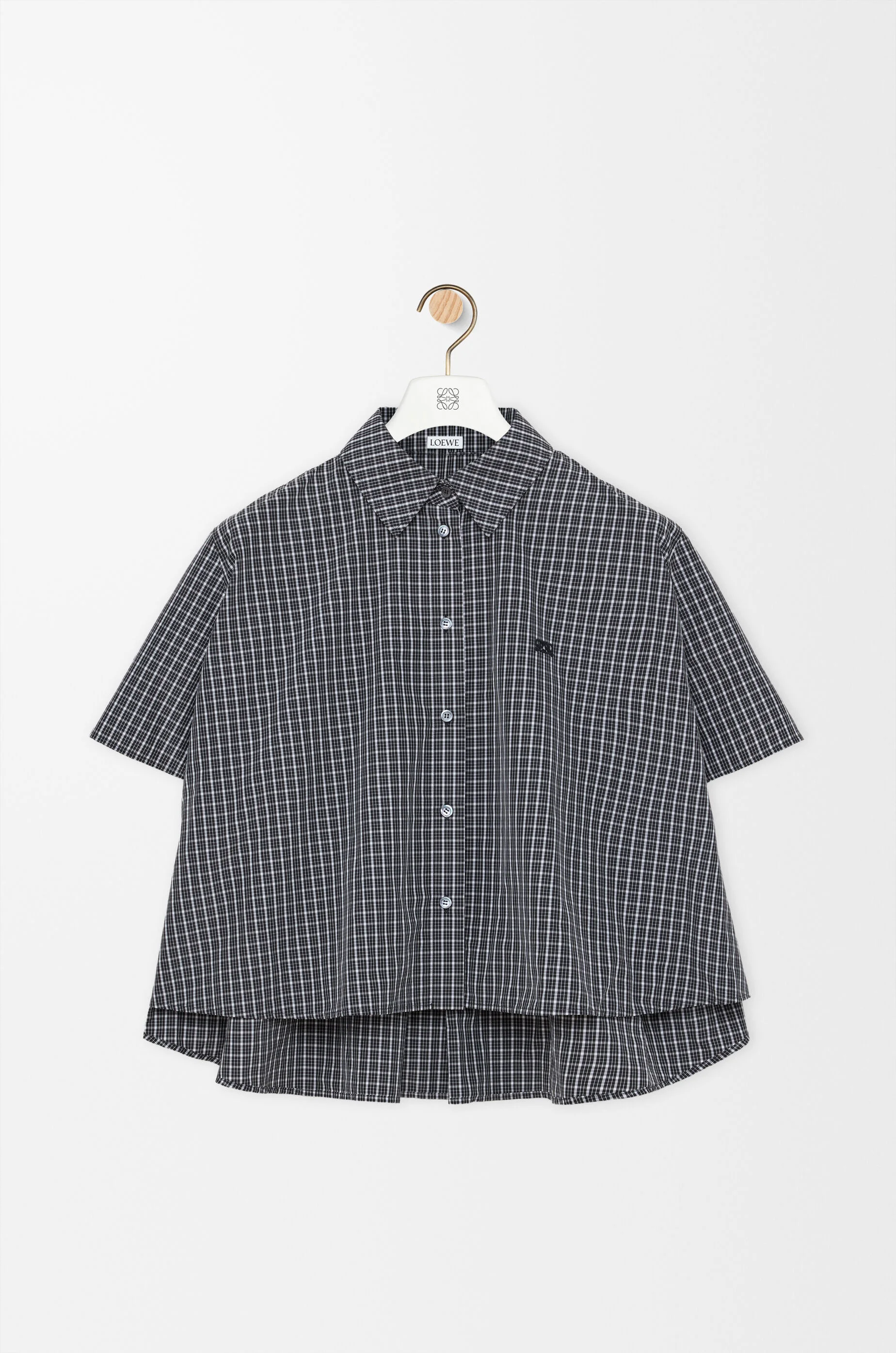 Short sleeve trapeze shirt in technical cotton - 1