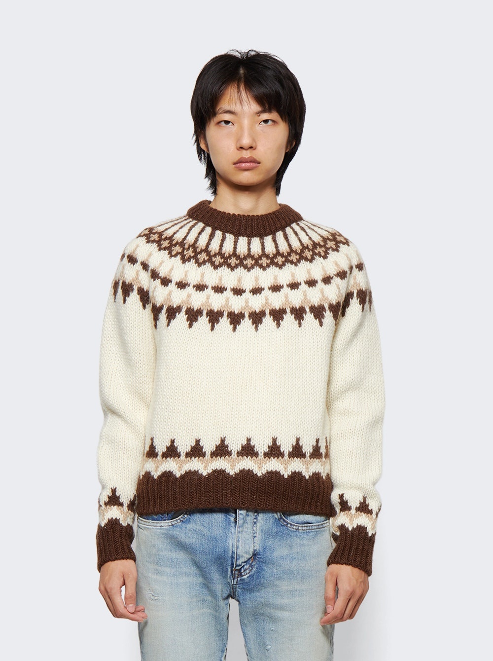 Knit Sweater Beige And Maroon - 3