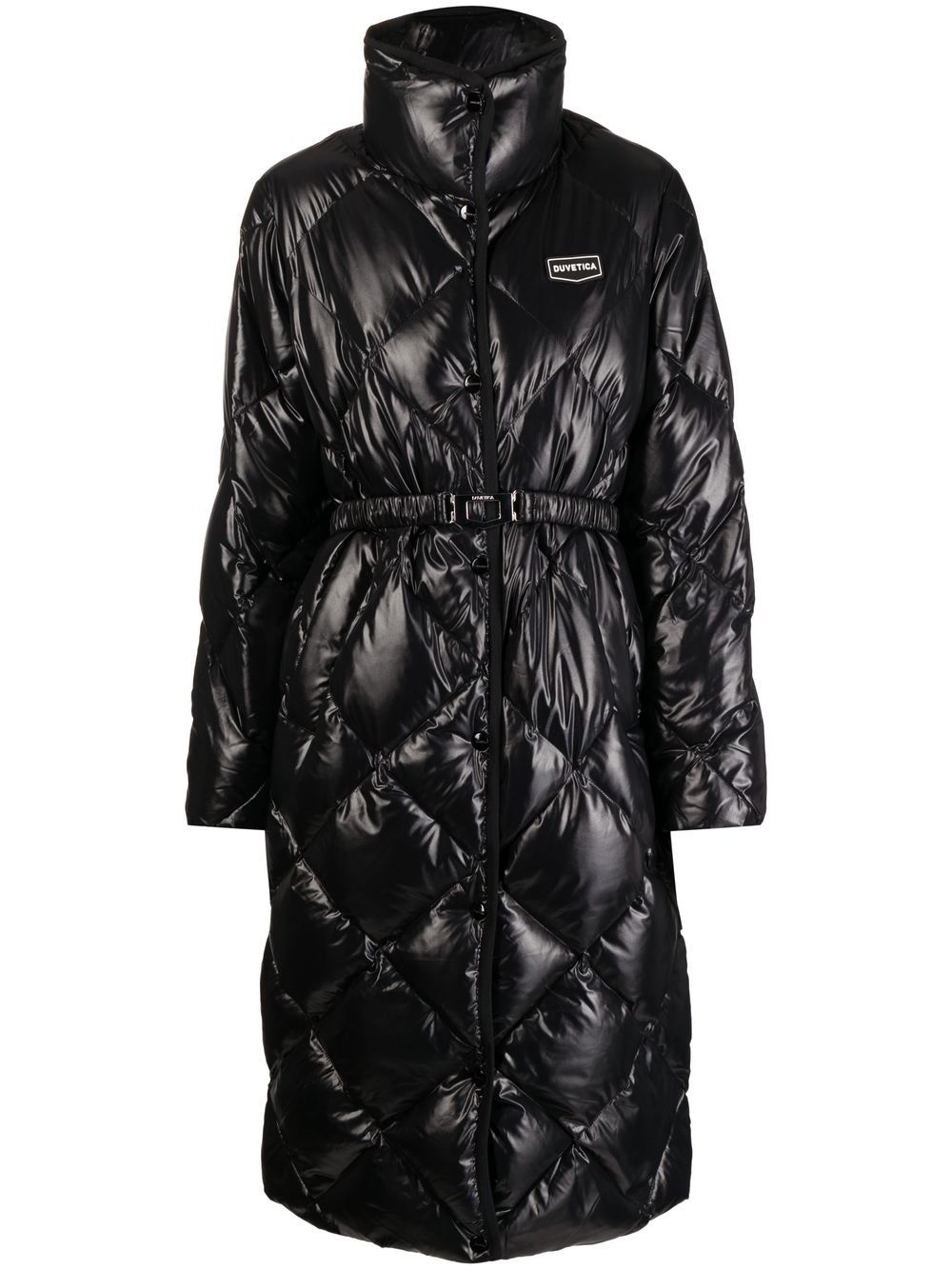 quilted logo-patch coat - 1