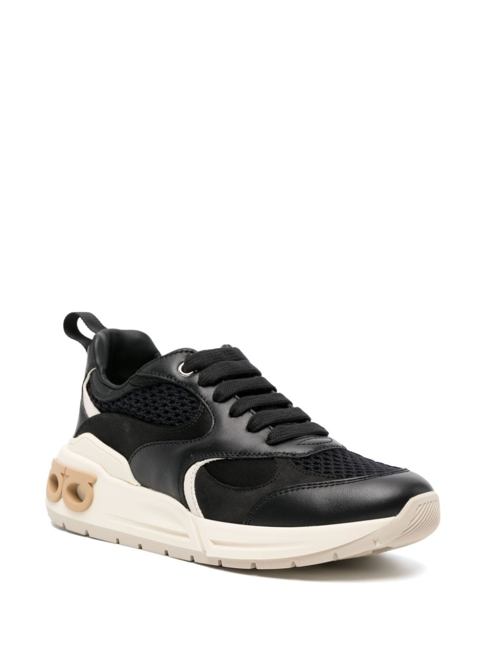 almond-toe panelled leather sneakers - 2