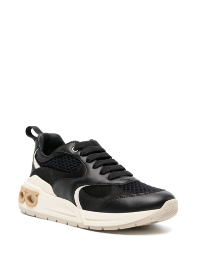 FERRAGAMO almond-toe panelled leather sneakers outlook