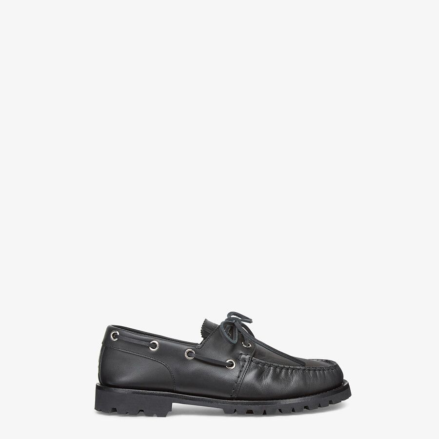 Black leather loafers - 1