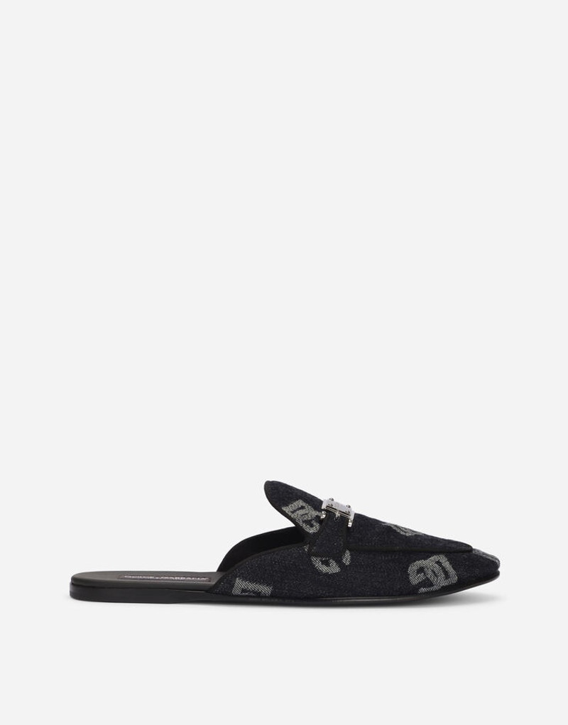 Denim slippers with logo 1