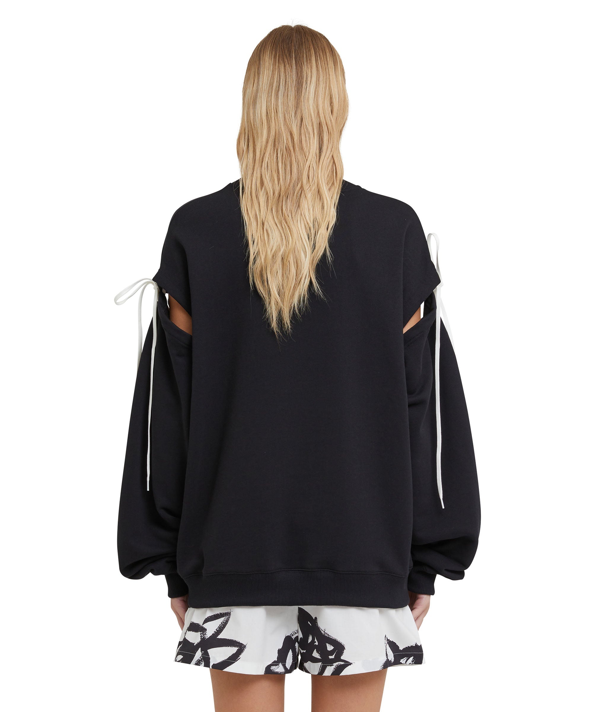 Crew-neck sweatshirt with rose brushstroke graphic - 3