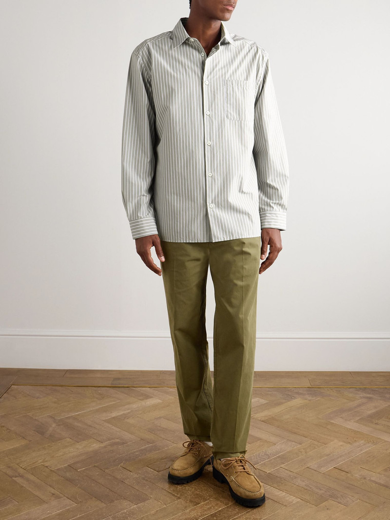 A.P.C. Malo Striped Cotton Shirt Gray outlook