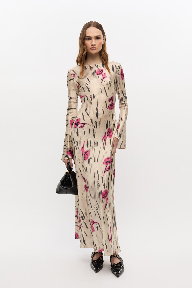 GANNI FLORAL SATIN MAXI DRESS outlook