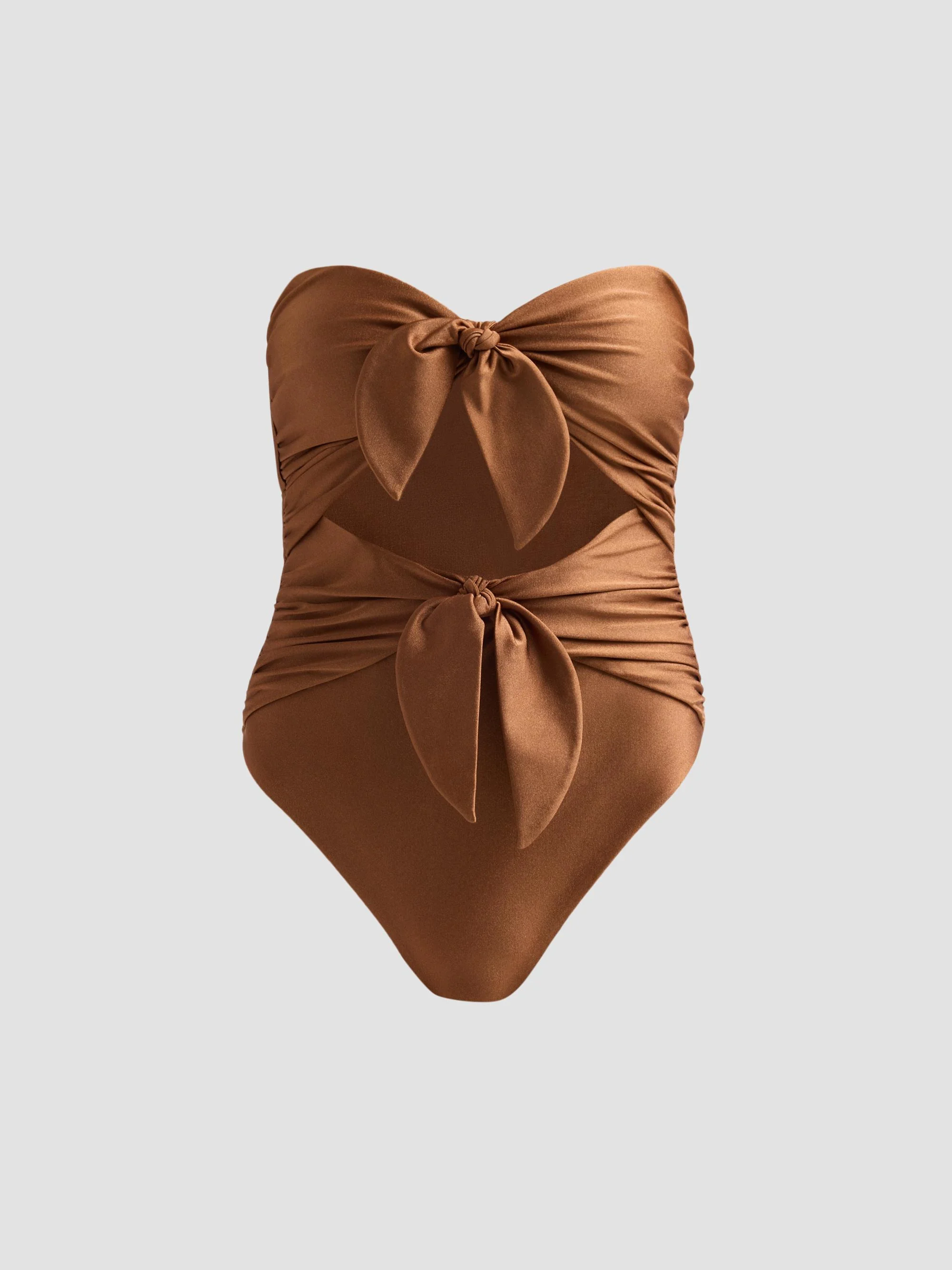 Women's Aster Scarf Tie One-Piece Swimsuit - Walnut - 1