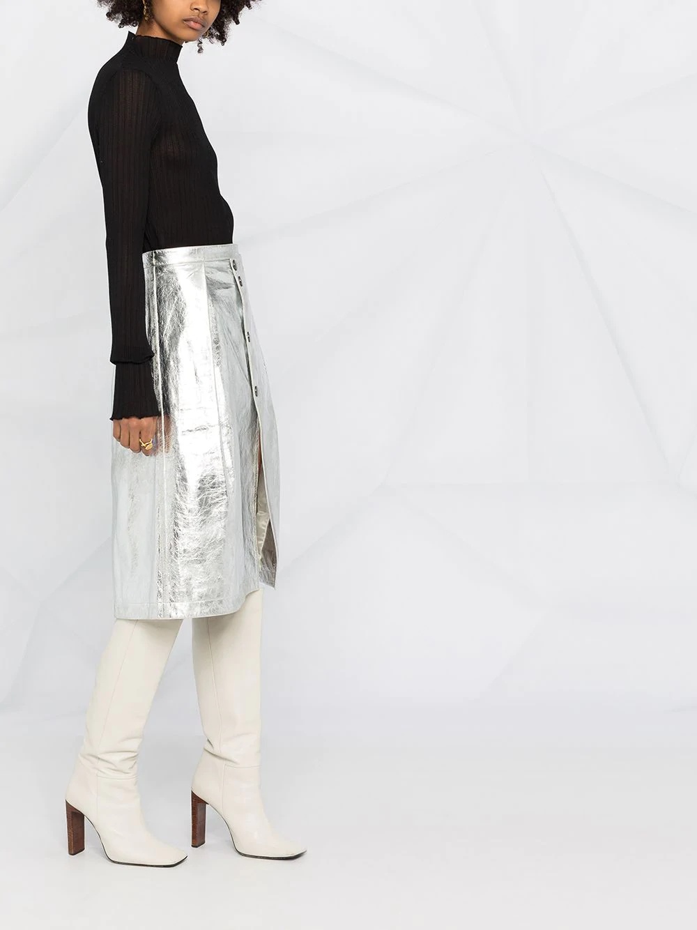 metallic A-line skirt - 6