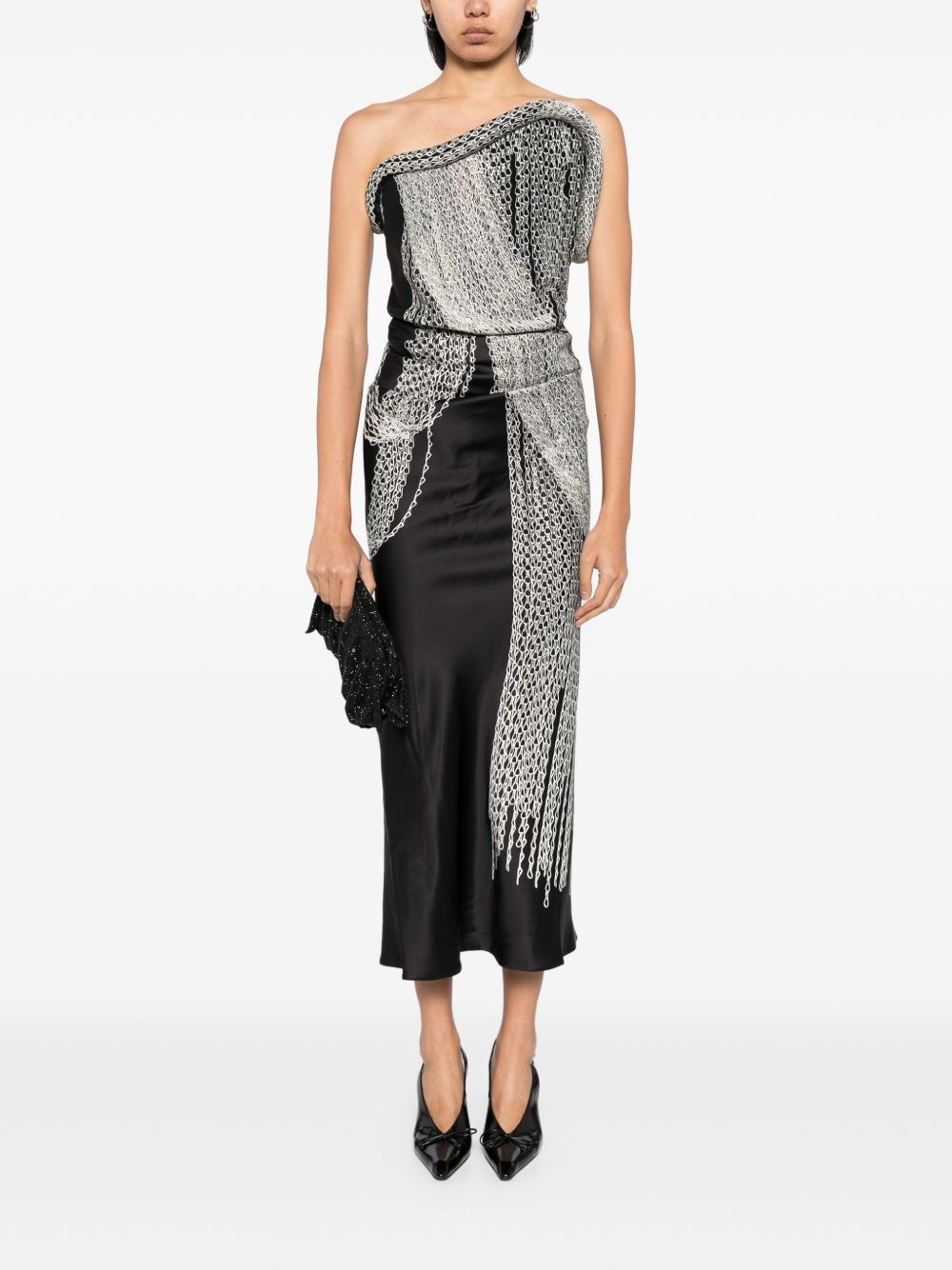 asymmetric corset detail dress - 2
