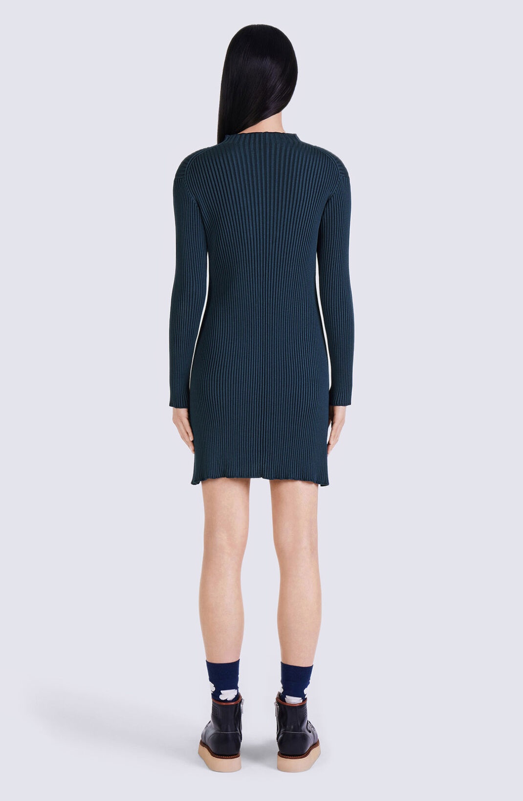 Ribbed fitted and flared dress. - 2