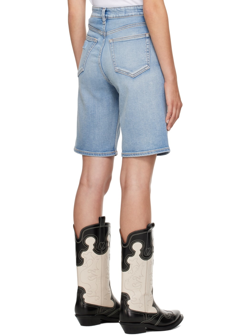 Blue Faded Denim Shorts - 3