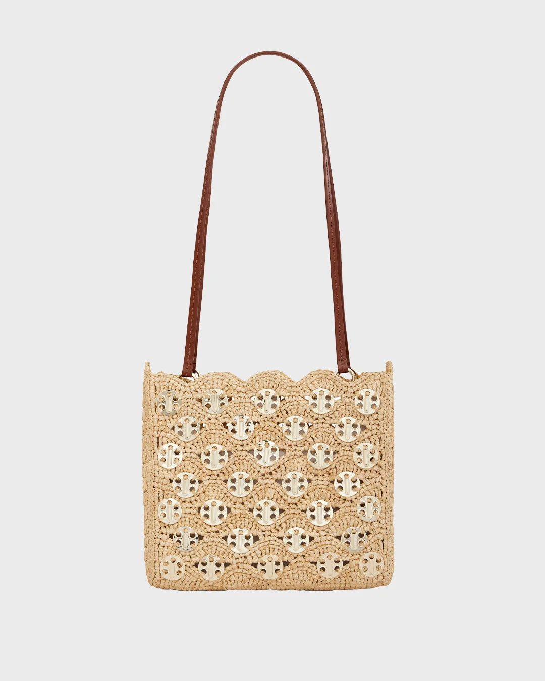 1969 ICONIC BAG IN NATURAL RAPHIA WITH LIGHT GOLD SIGNATURE 1969 DISCS - 1