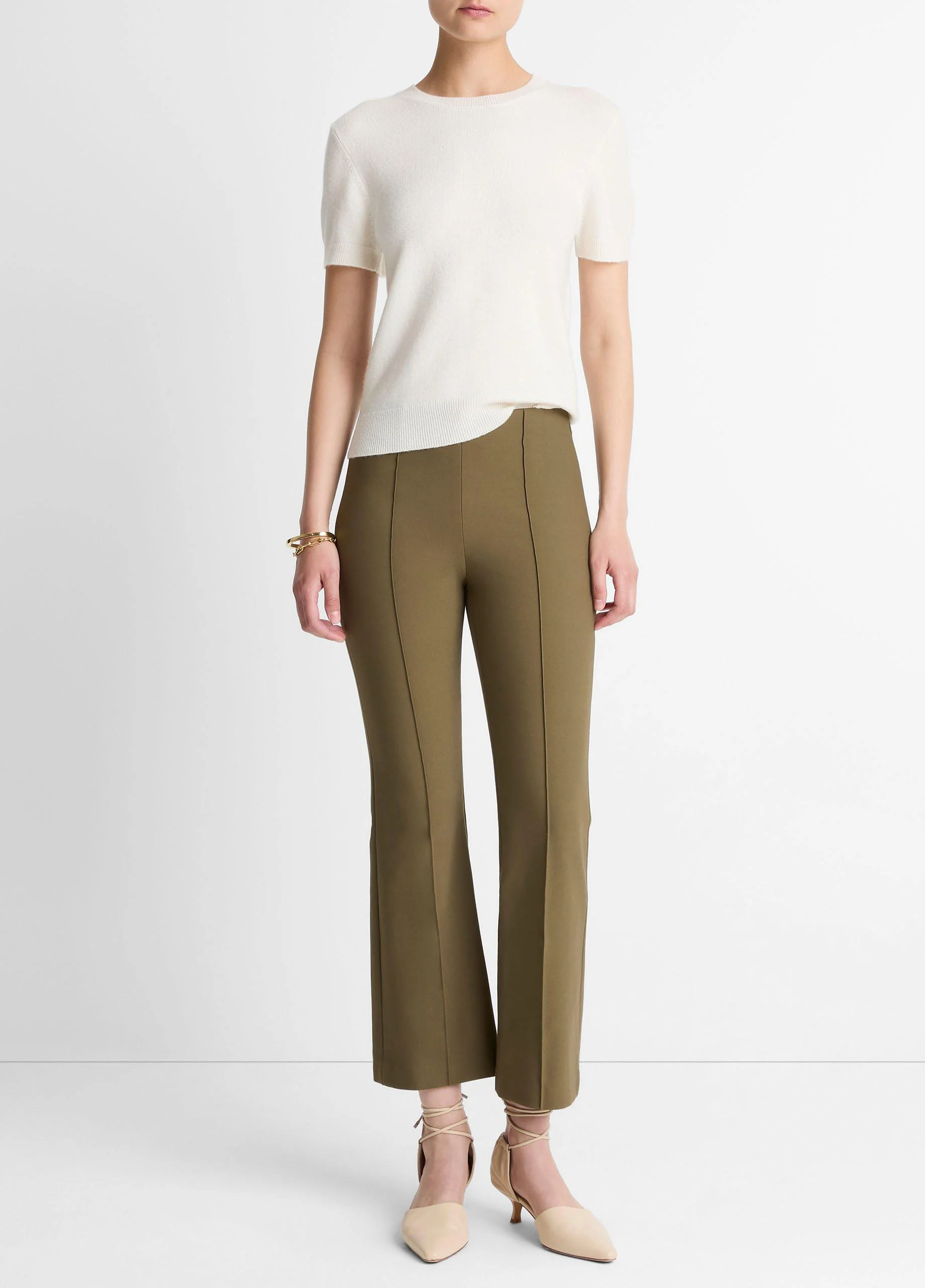 Niki Mid-Rise Pintuck Crop Flare Pant - 1
