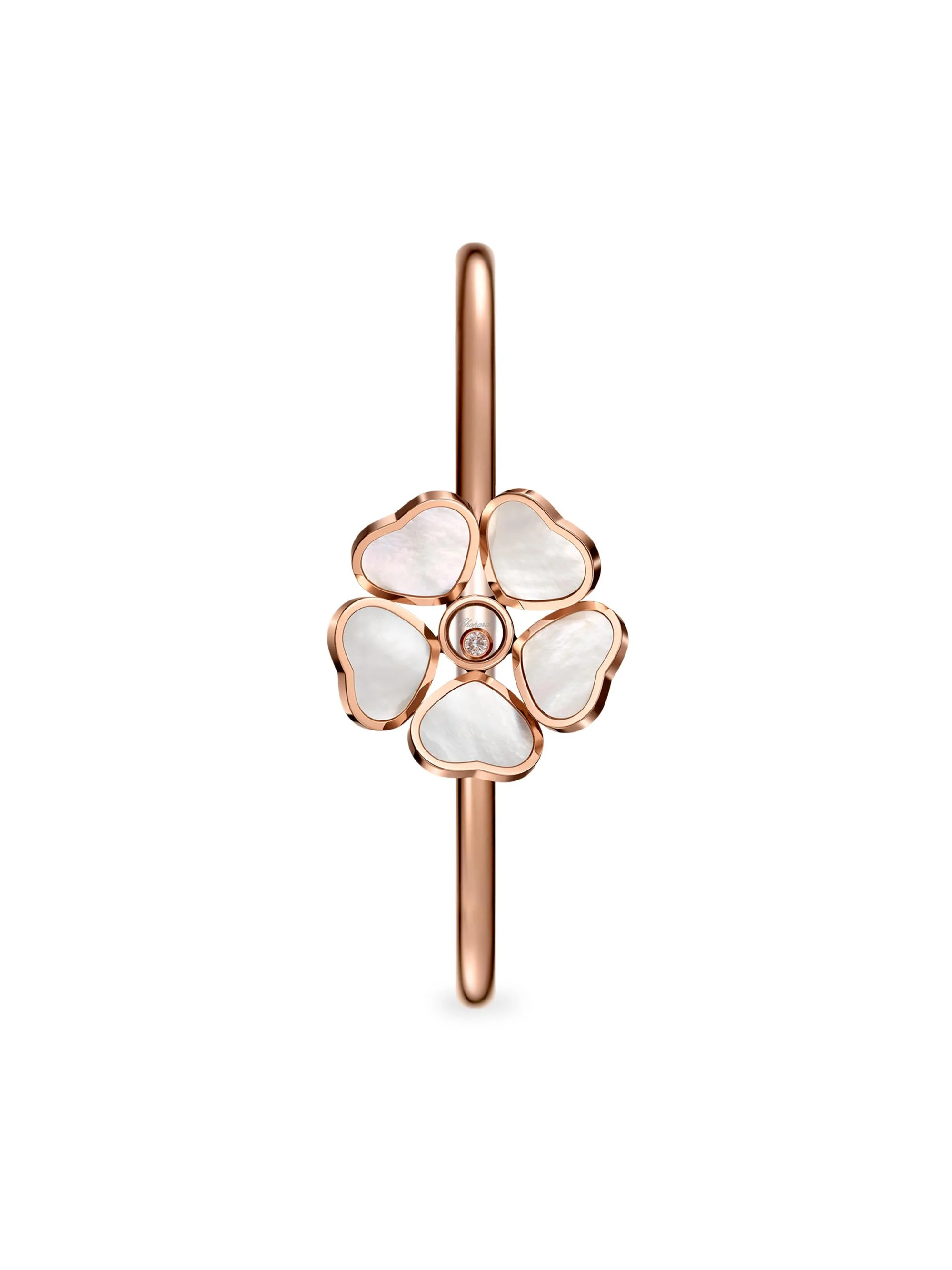 Women's Happy Diamonds Happy Hearts Flower 18K Rose Gold, Mother-Of-Pearl & 0.05 TCW Diamond Bangle - 1
