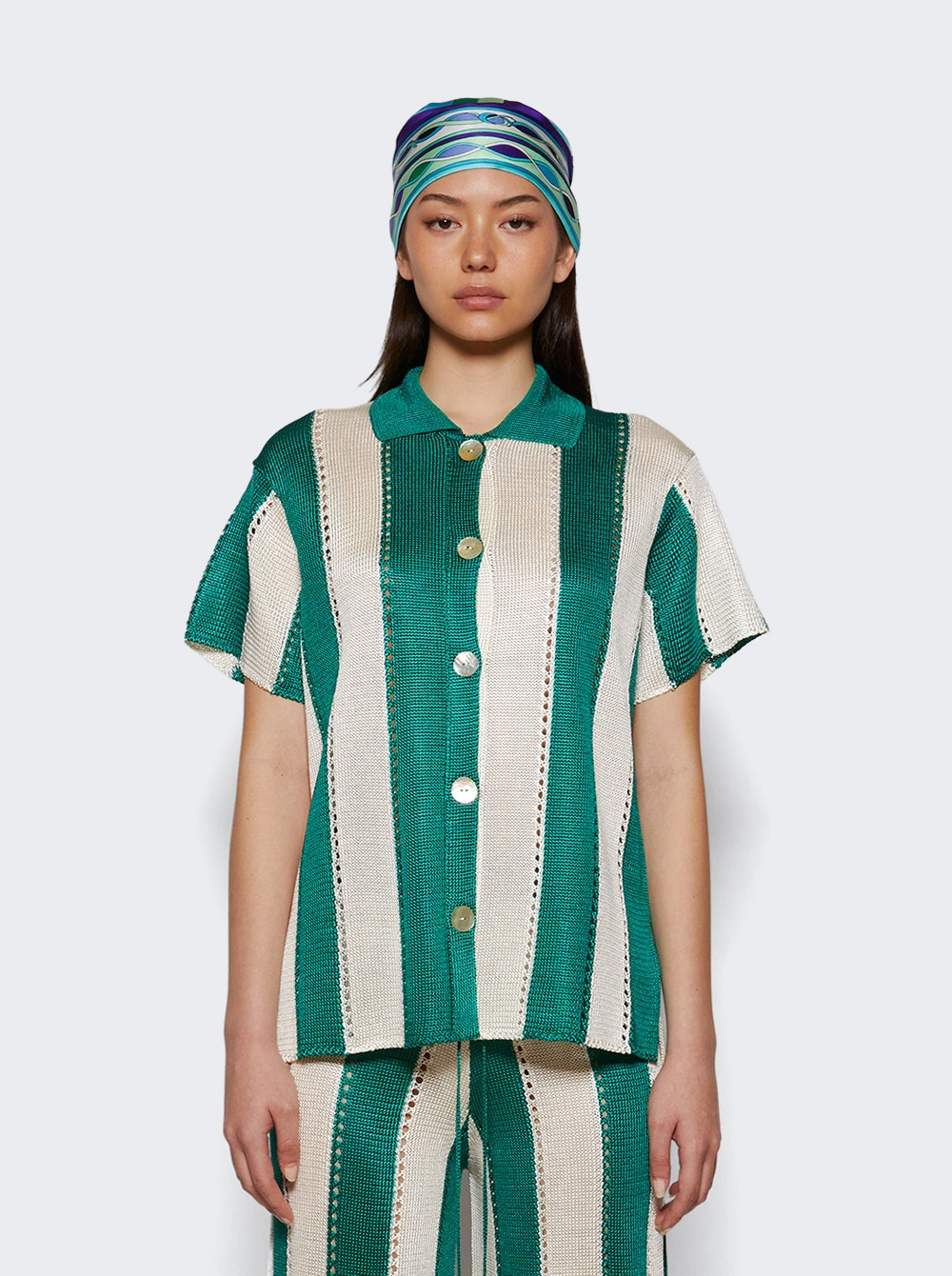Cabana Stripe Short Sleeve Shirt Palm Green Stripe - 2