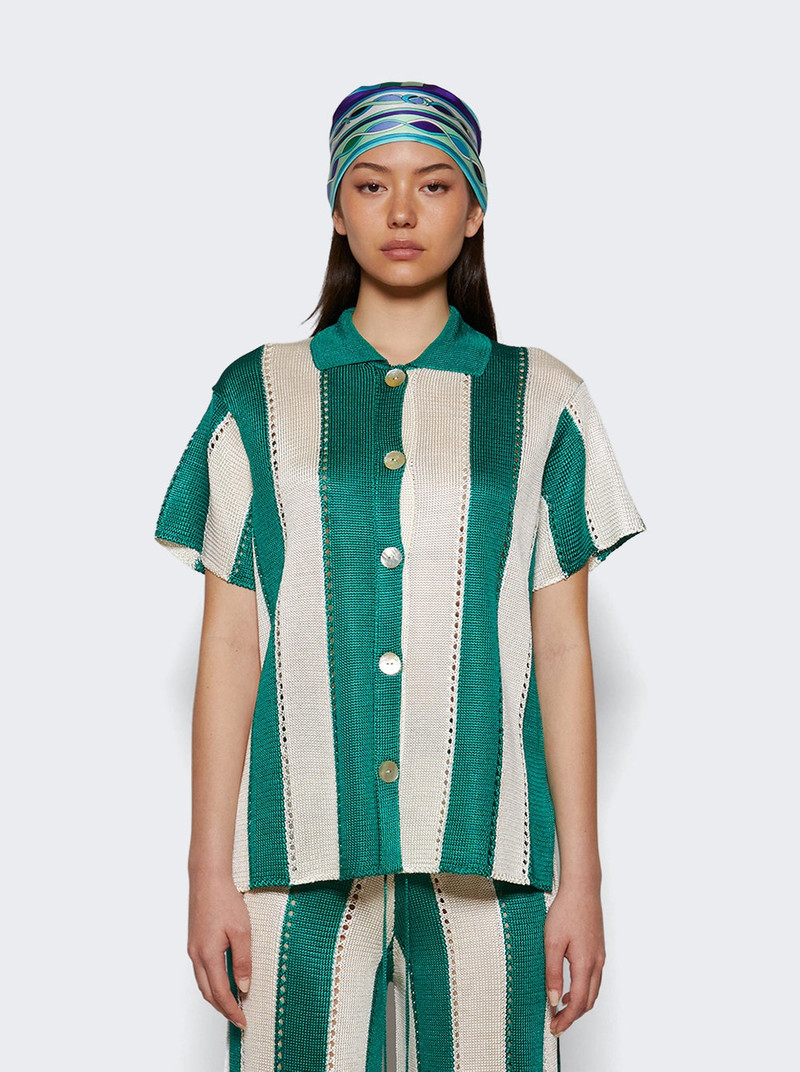 CALLE DEL MAR Cabana Stripe Short Sleeve Shirt Palm Green Stripe outlook