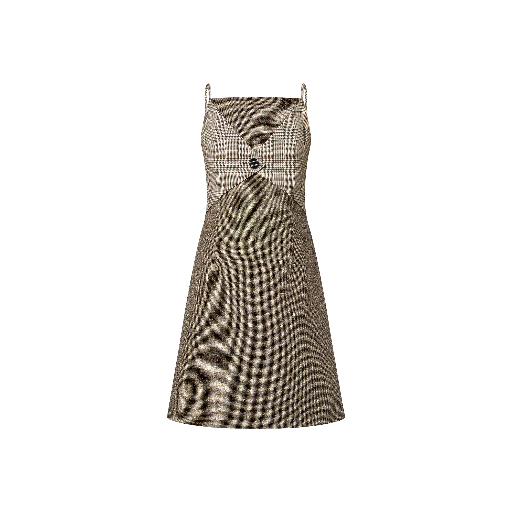 Bi-Material A-Line Dress - 1