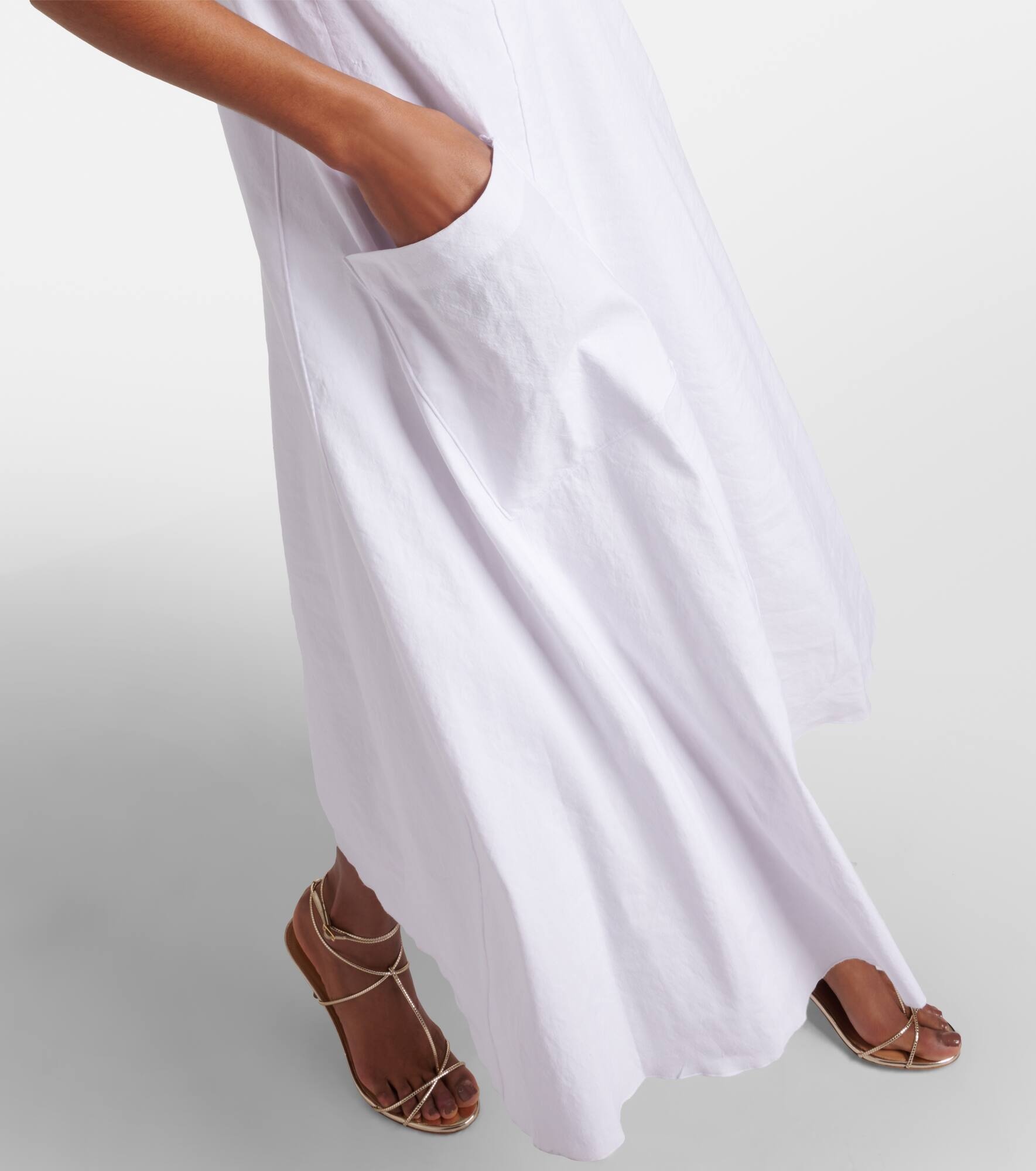 Linen-blend midi dress - 5