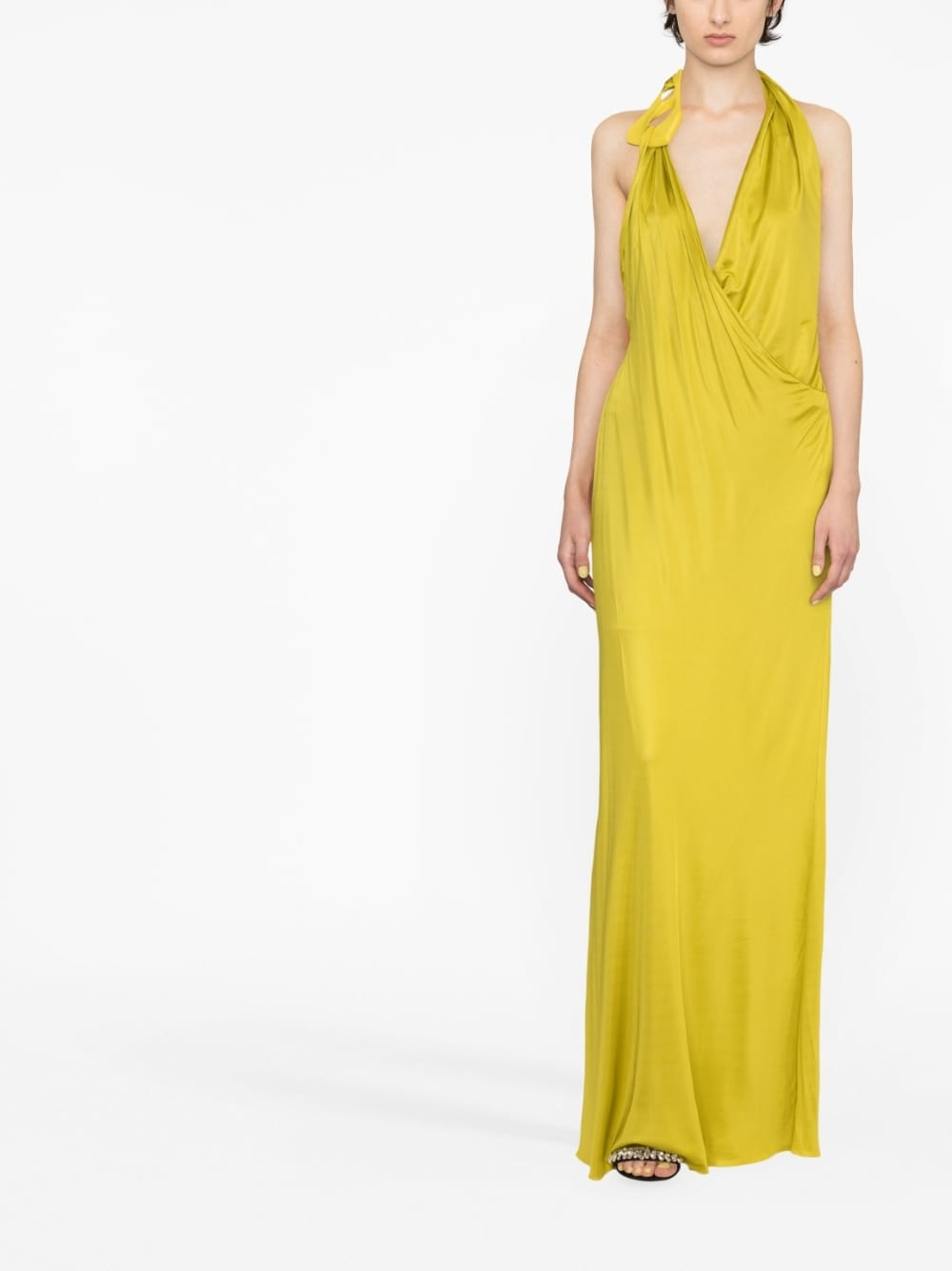 draped halterneck maxi dress - 2