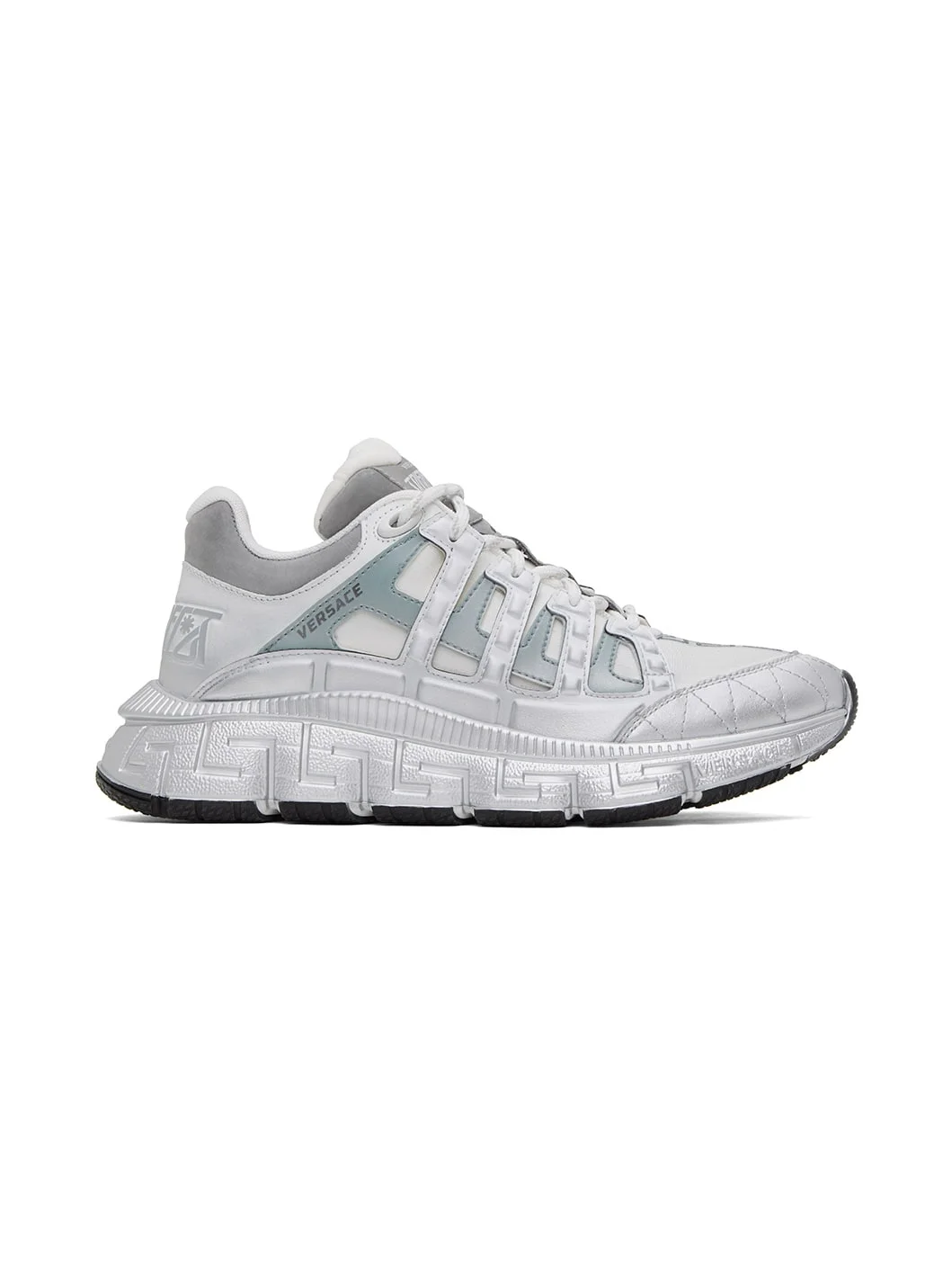 White & Silver Trigreca Sneakers - 1