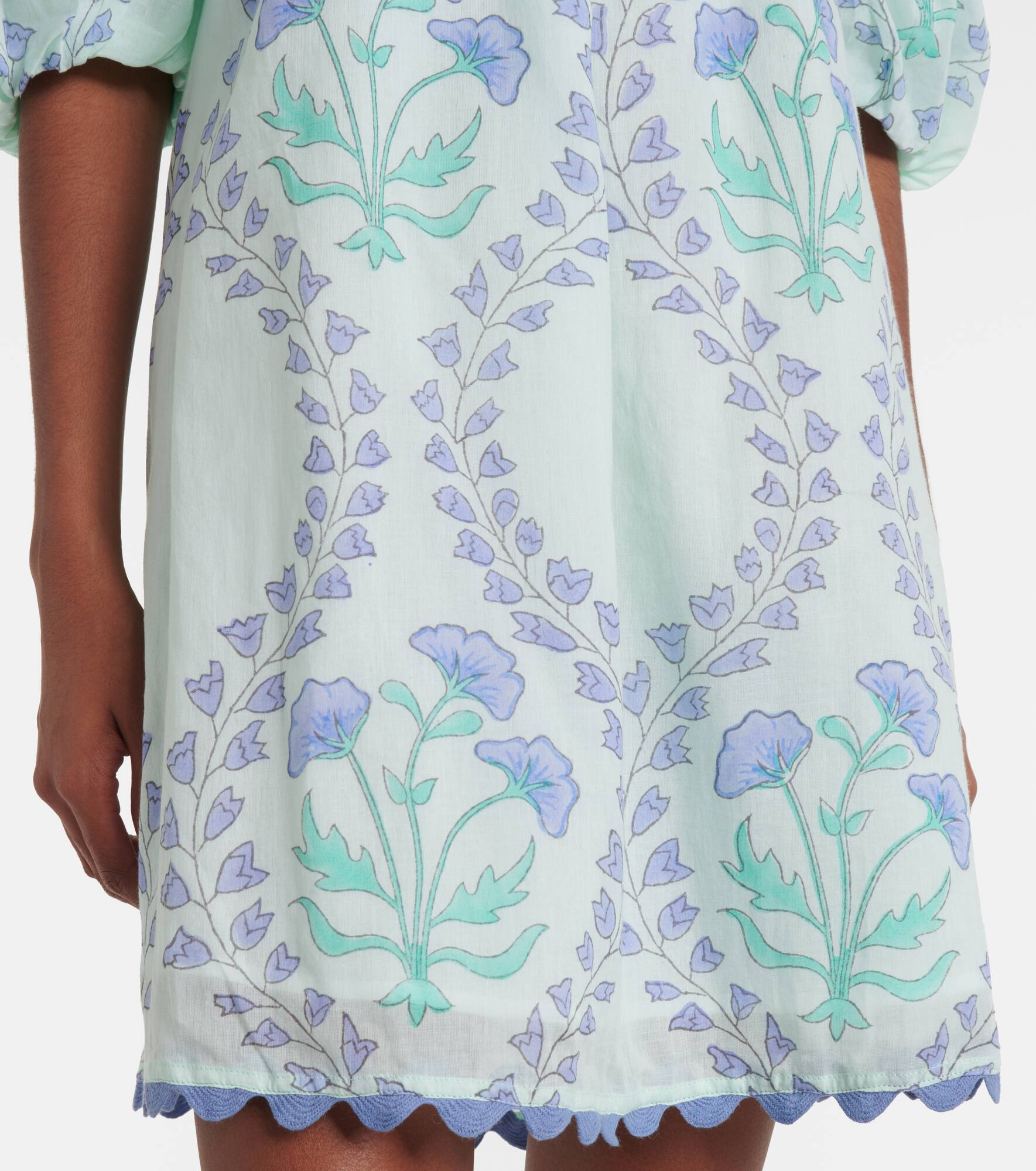 Printed off-shoulder cotton minidress - 5