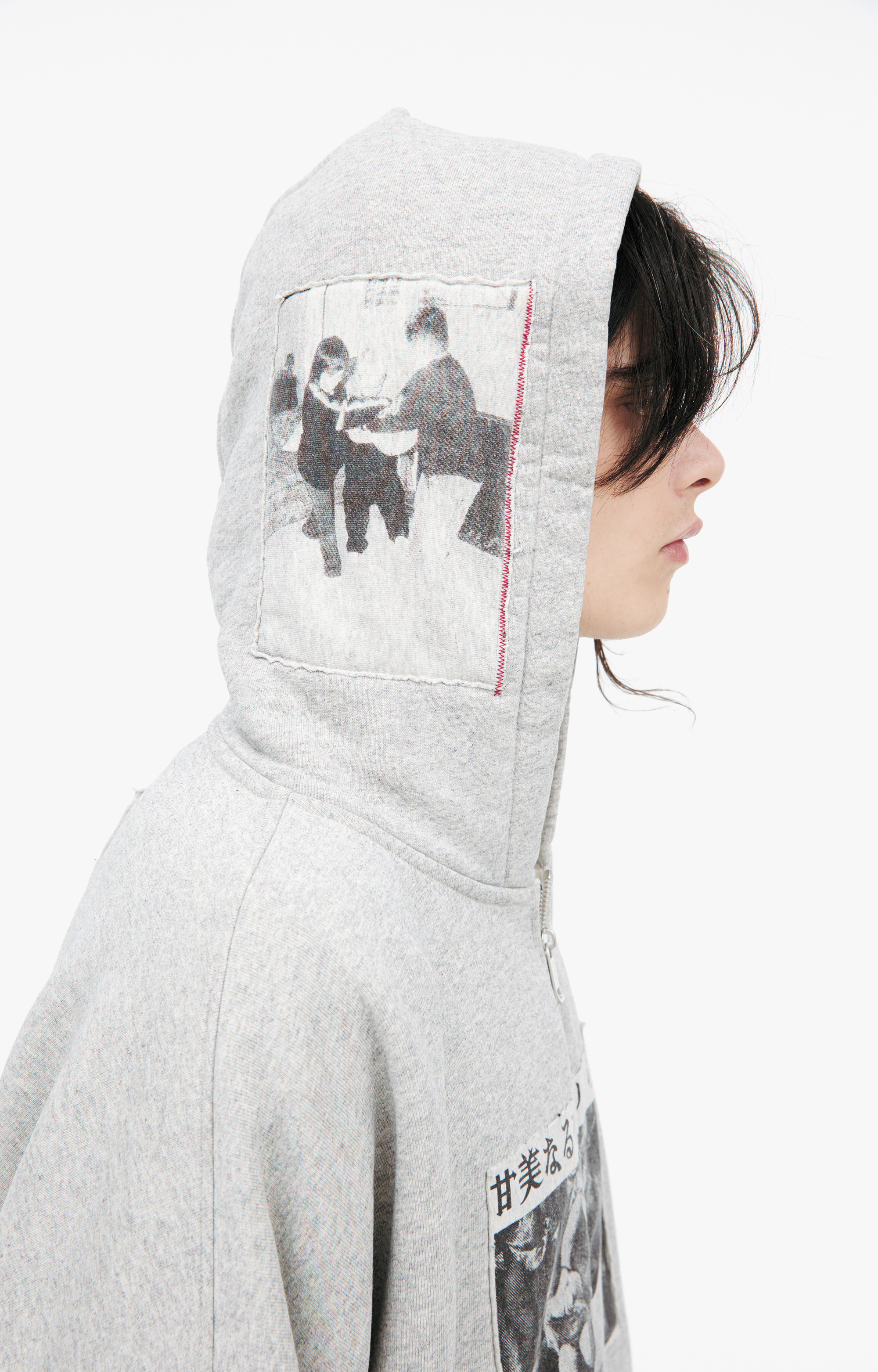 GREY HOODIE WITH PATCHES - 6