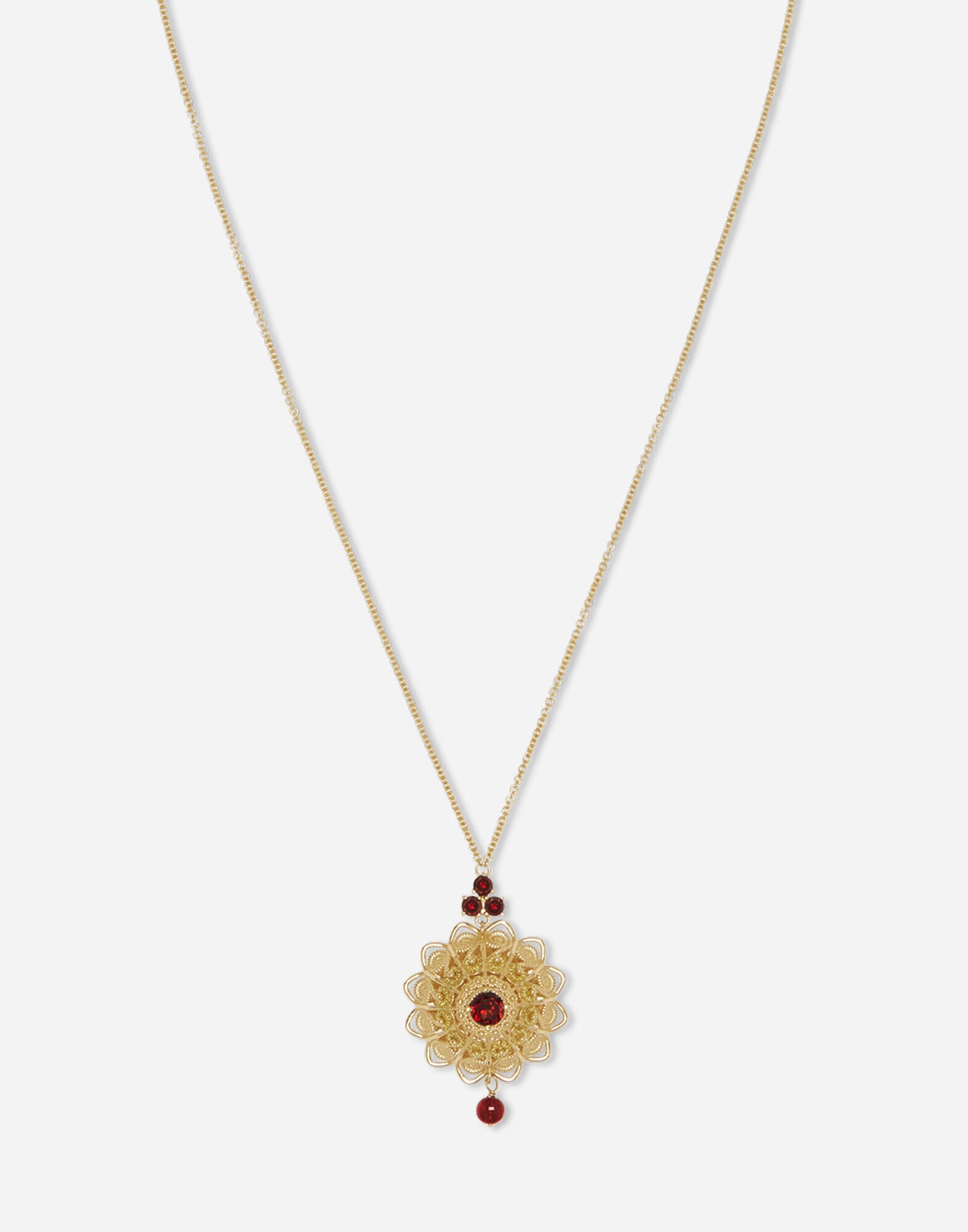 Filigree Pendant 18-carat yellow gold and rhodolite garnets - 2