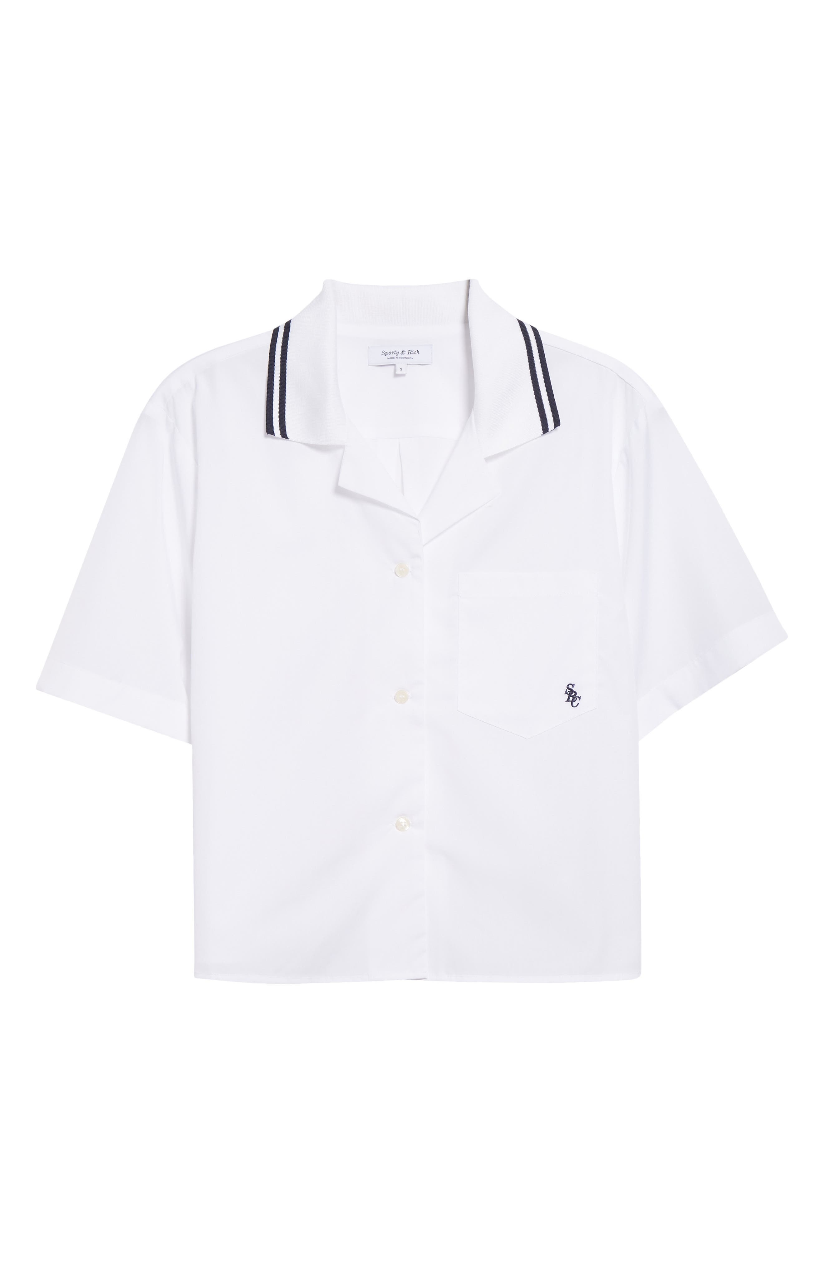 Sporty & Rich SRC Sailor Button-Up Shirt in White at Nordstrom - 6