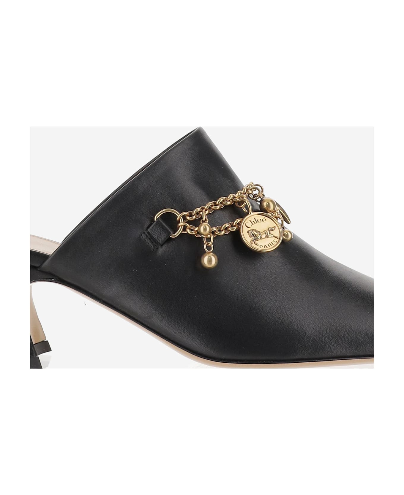 Leather Mules With Charms - 5