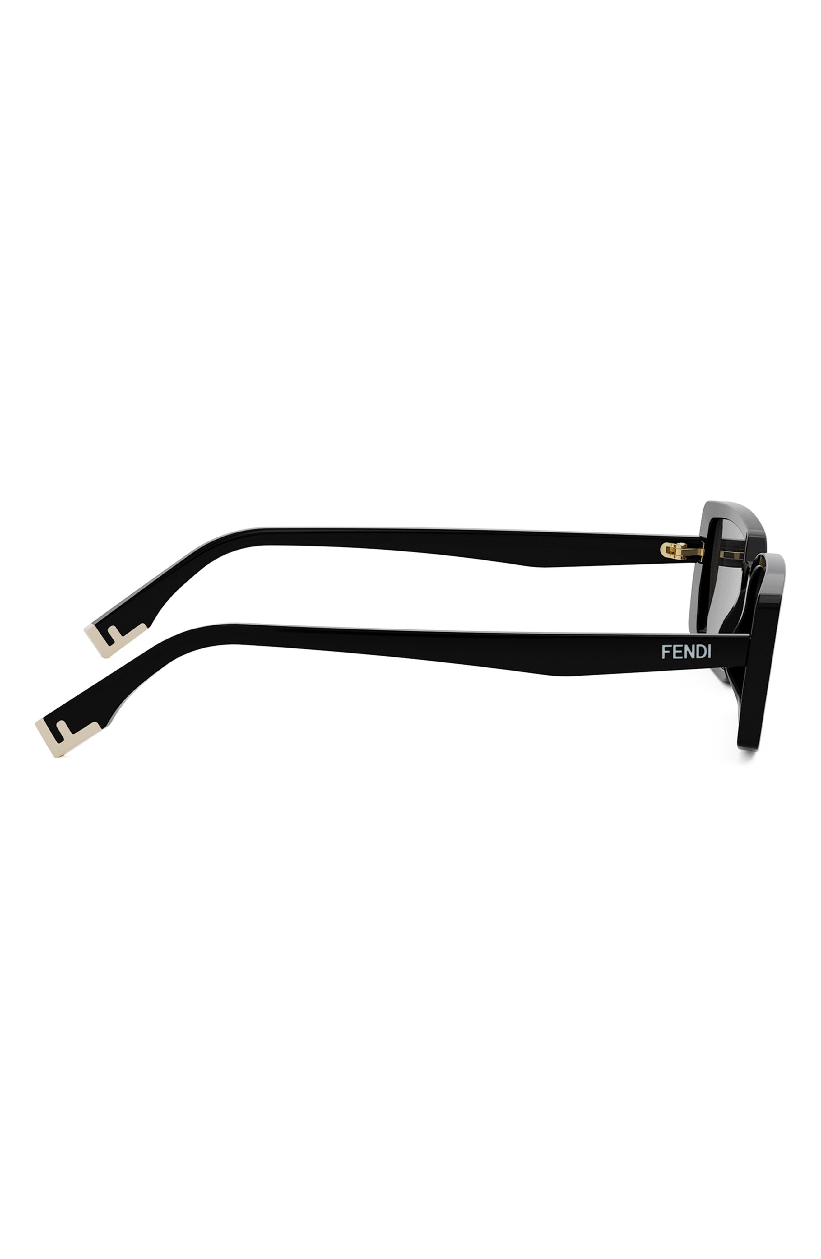 Fendi Way 53mm Rectangular Sunglasses in Shiny Black /Smoke at Nordstrom - 6