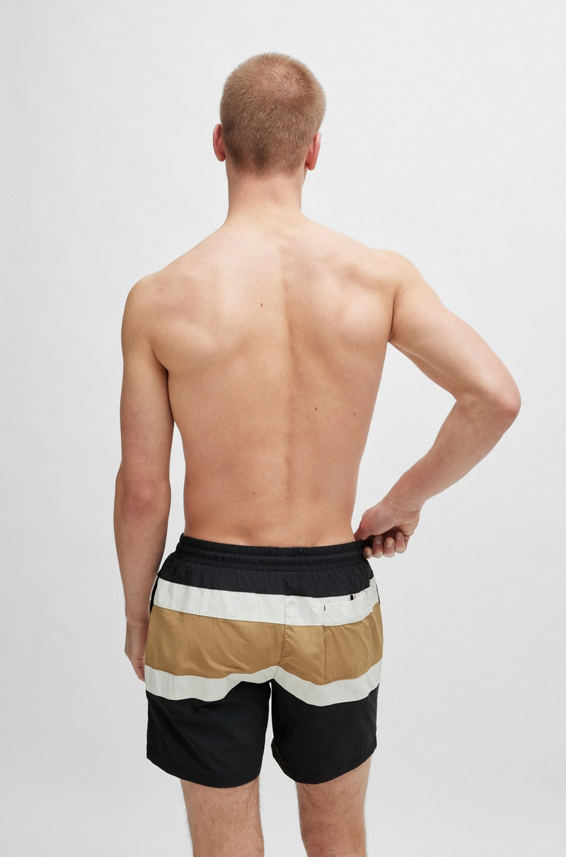 QUICK-DRY SWIM SHORTS WITH BLOCK STRIPES 4