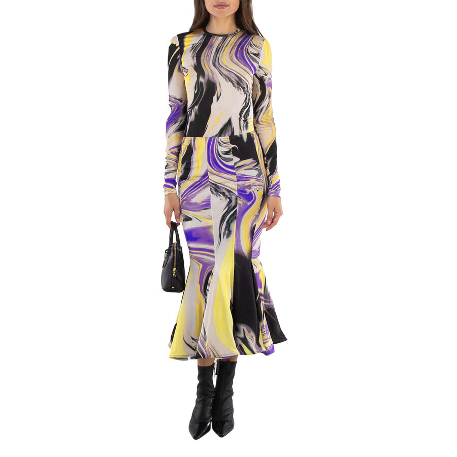 The Attico Lavander/Sunflower/Ivory Marbled-Pattern T-Shirt - 2