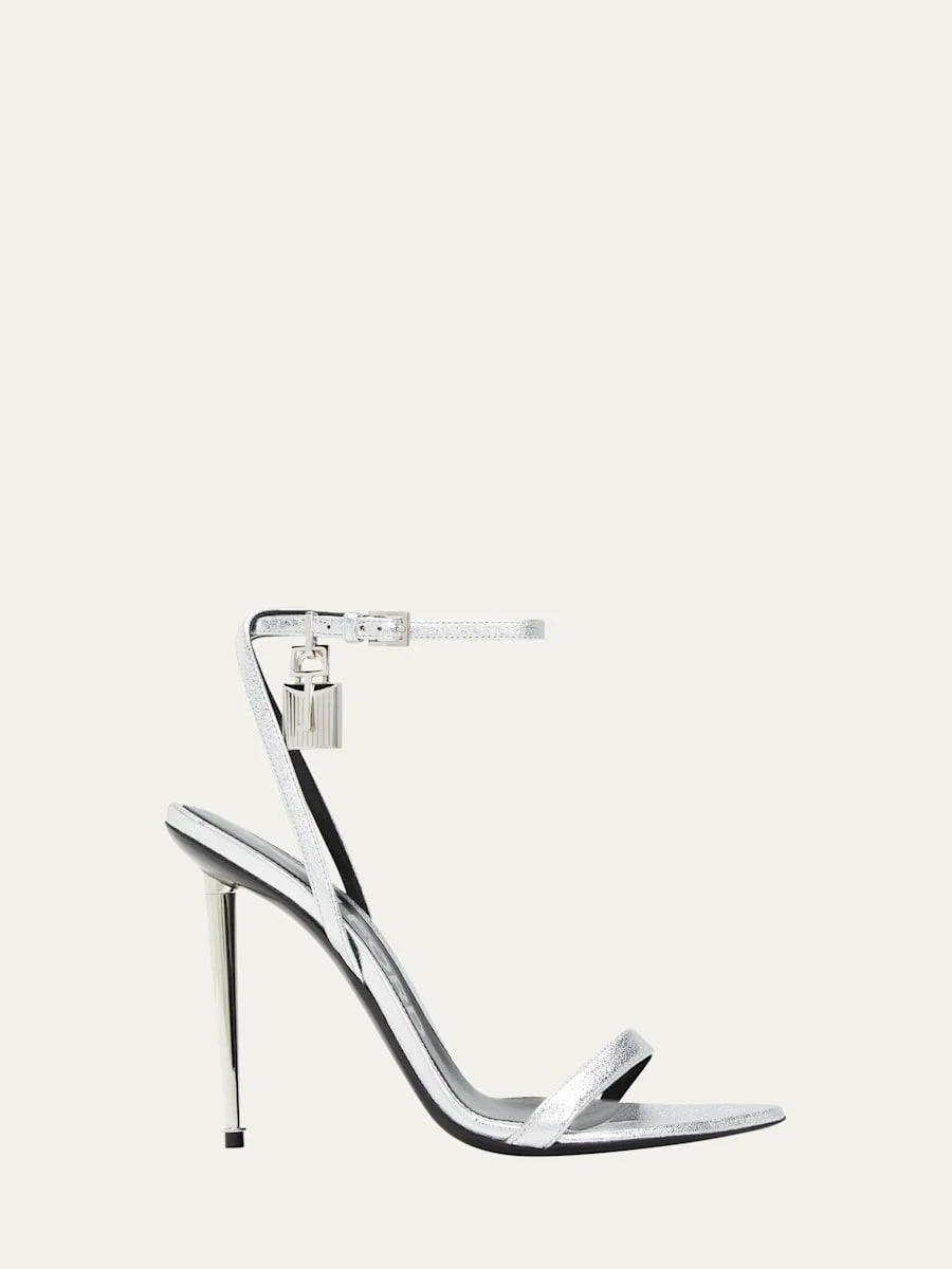 Padlock Metallic Stiletto Sandals - 1