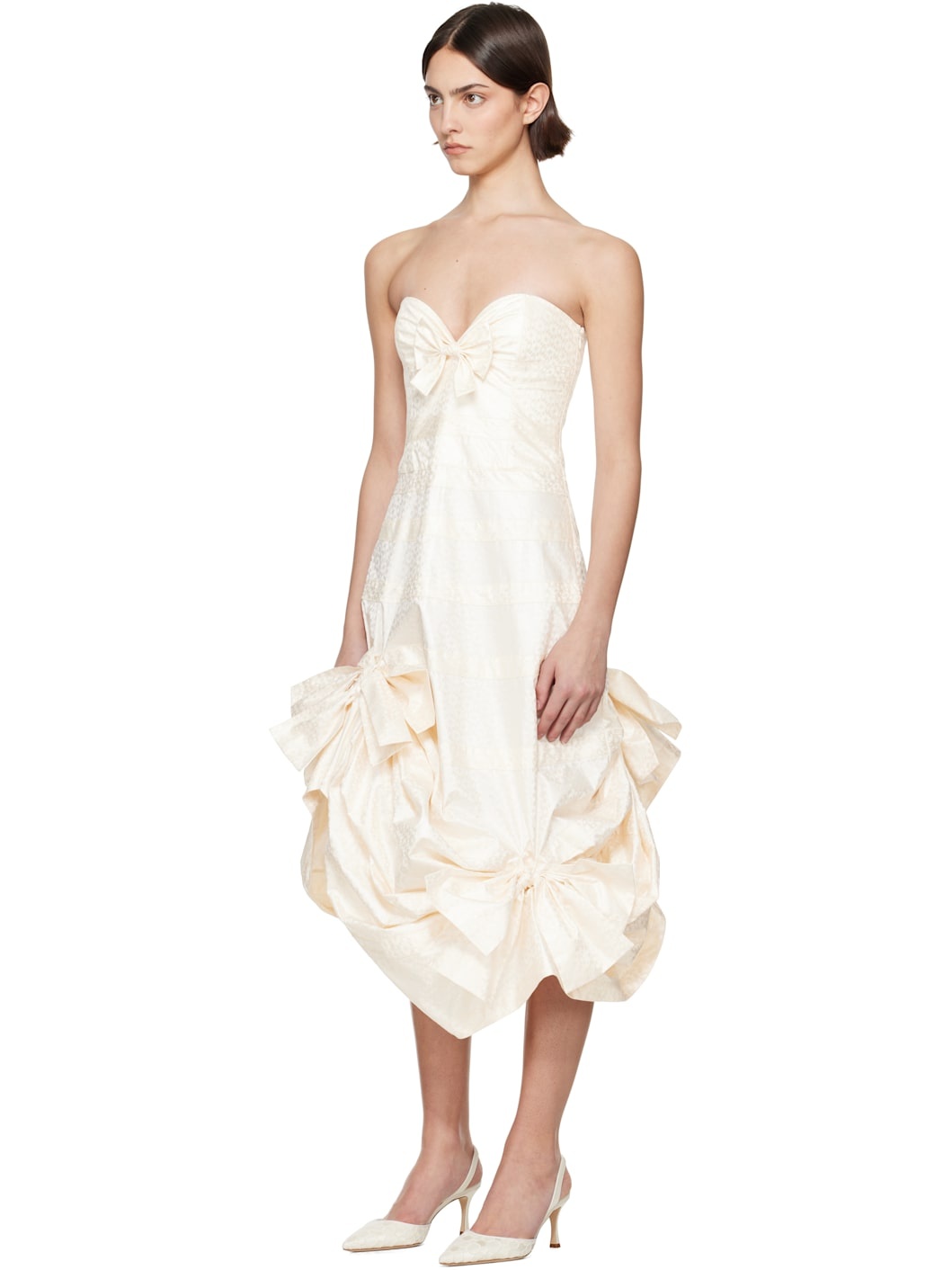 SSENSE Exclusive Bridal Capsule Beatrice Strapless Midi Dress - 4