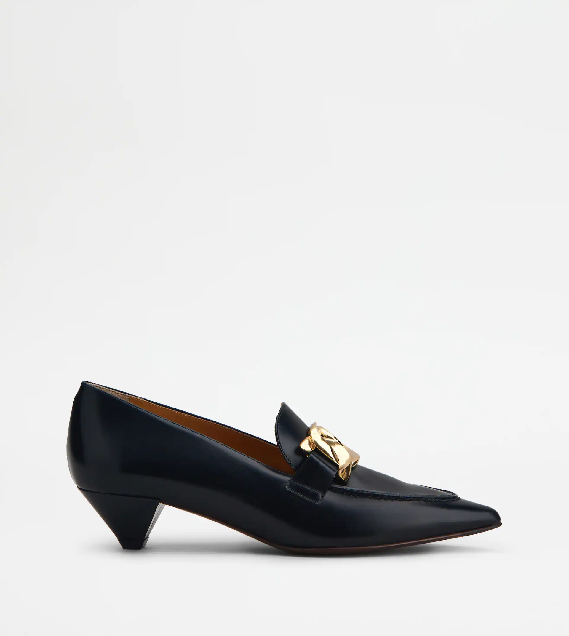 HEELED LOAFERS IN LEATHER - BLACK - 1