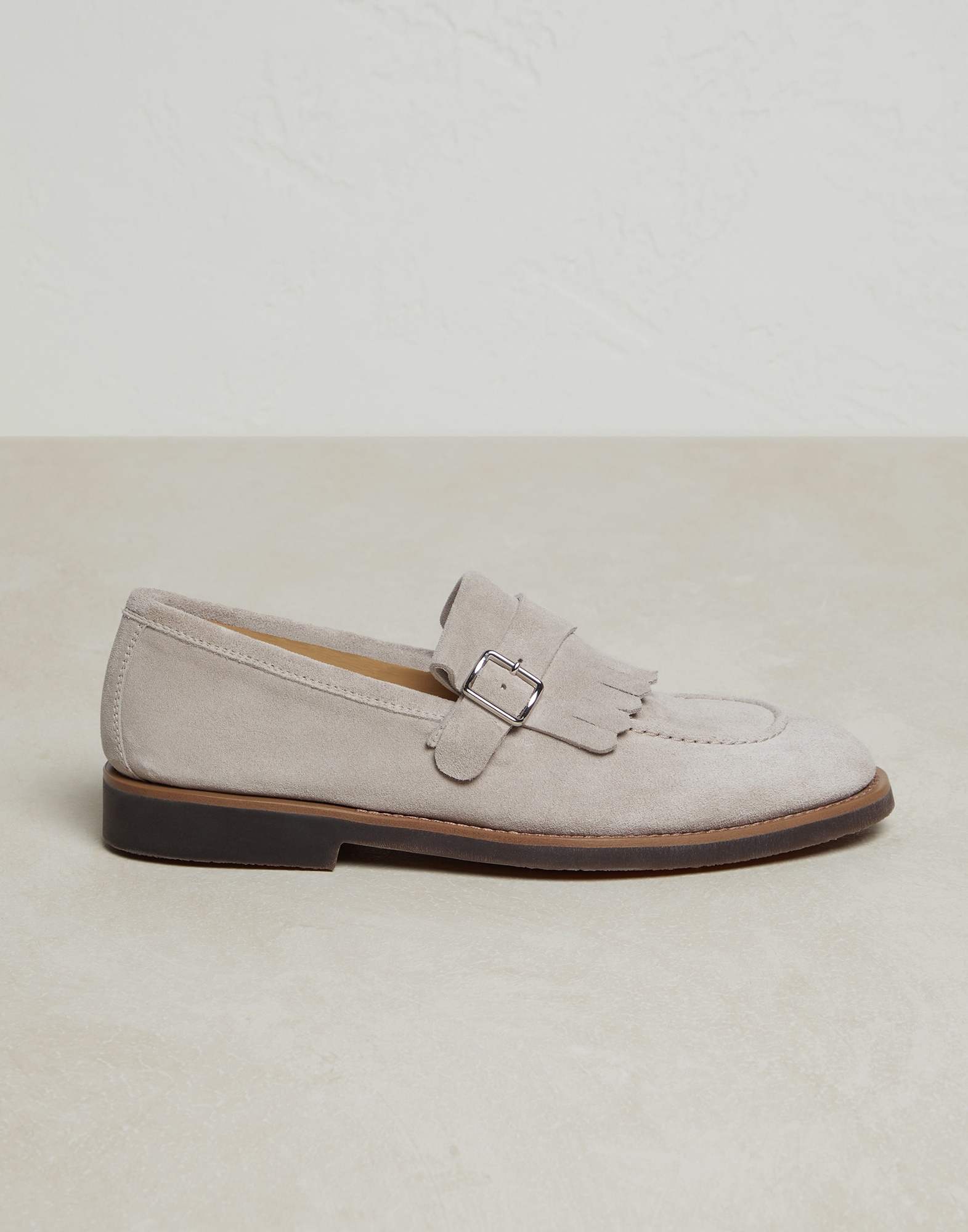 Smart suede monk strap shoes with fringe - 1