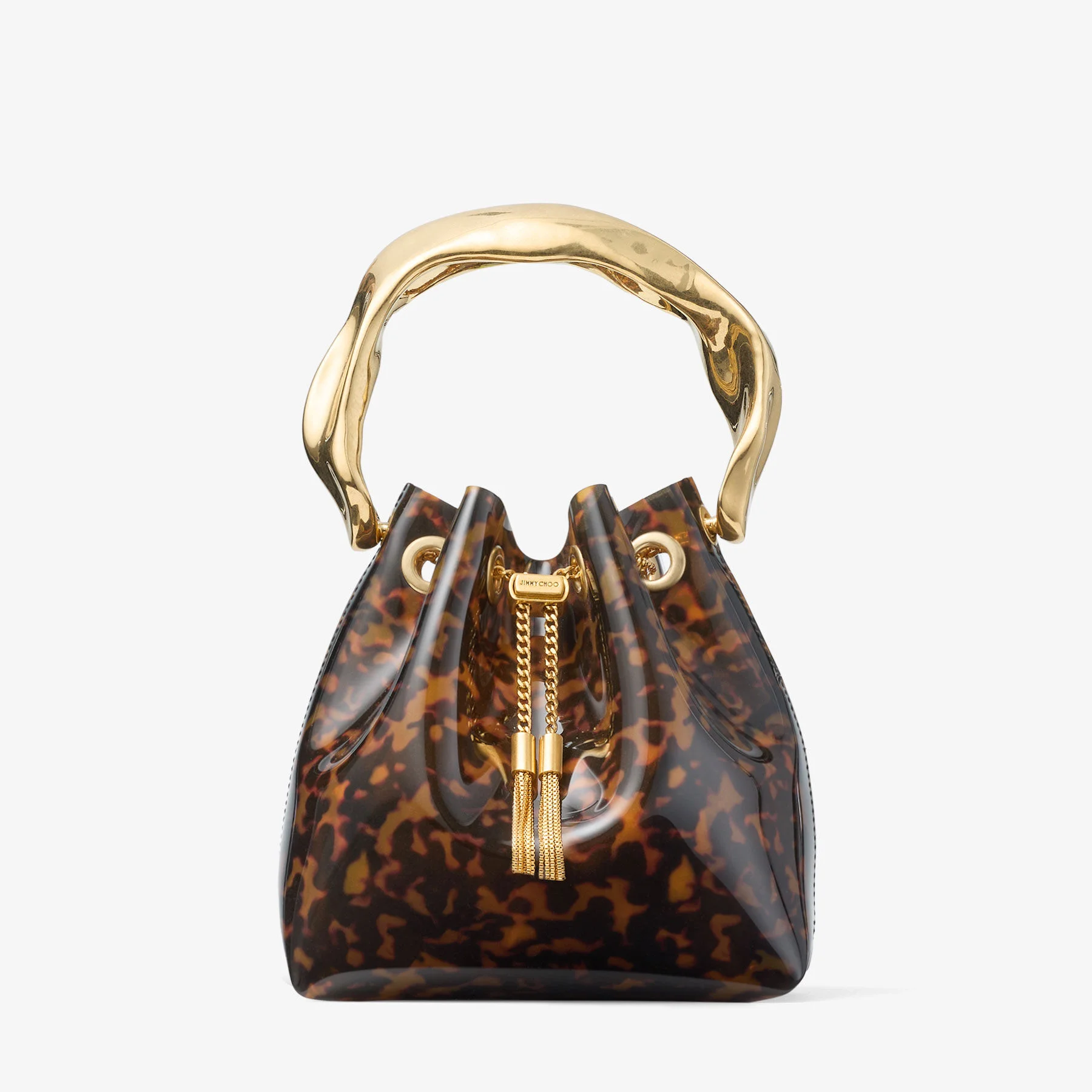 Bon Bon Transparent Tortoisehell Bucket Bag with Sculpted Handle - 1