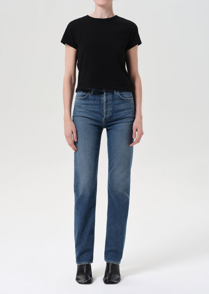 AGOLDE 90'S PINCH WAIST HIGH RISE STRAIGHT LONG (COMFORT STRETCH) IN OVERCAST outlook