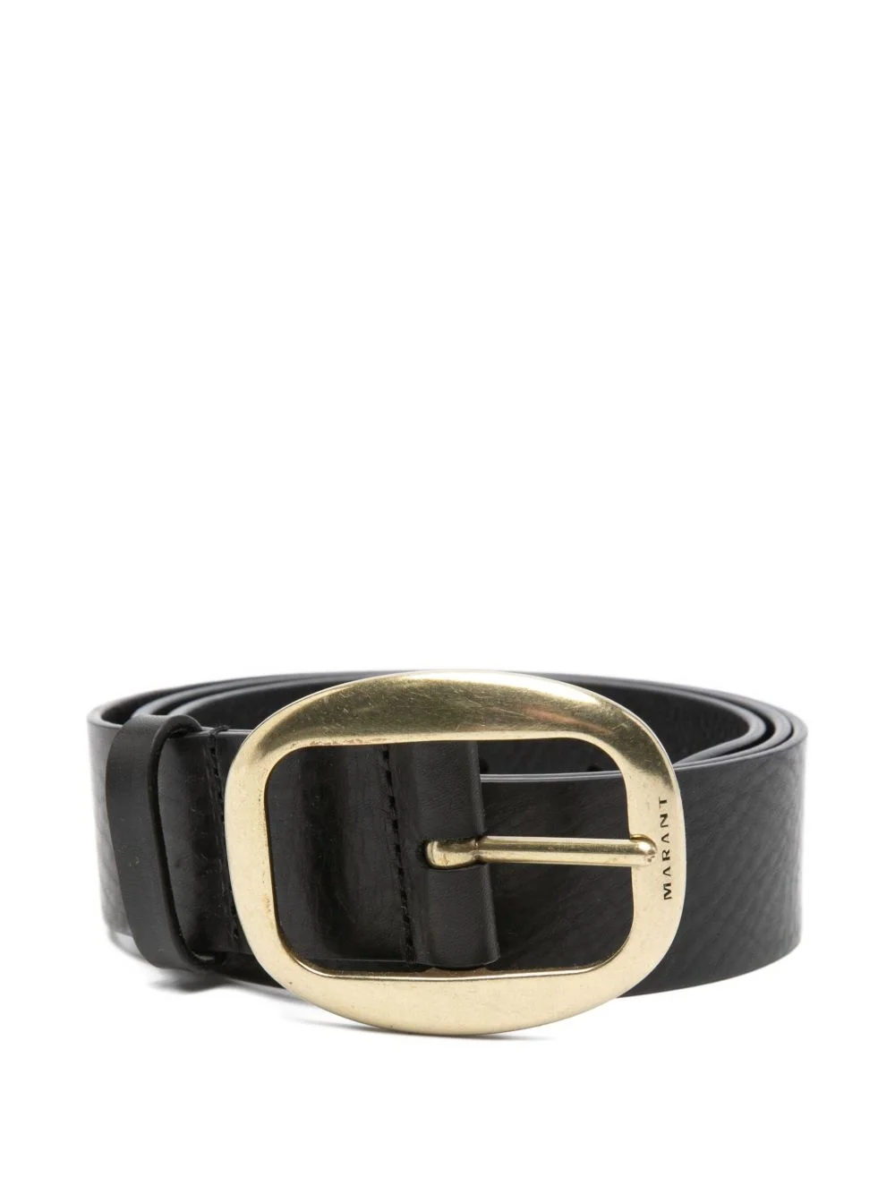oval buckle leather belt - 1