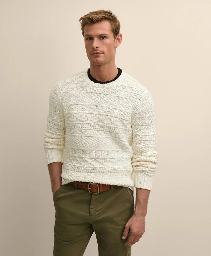 Supima® Cotton Gansey Knit Sweater - 1