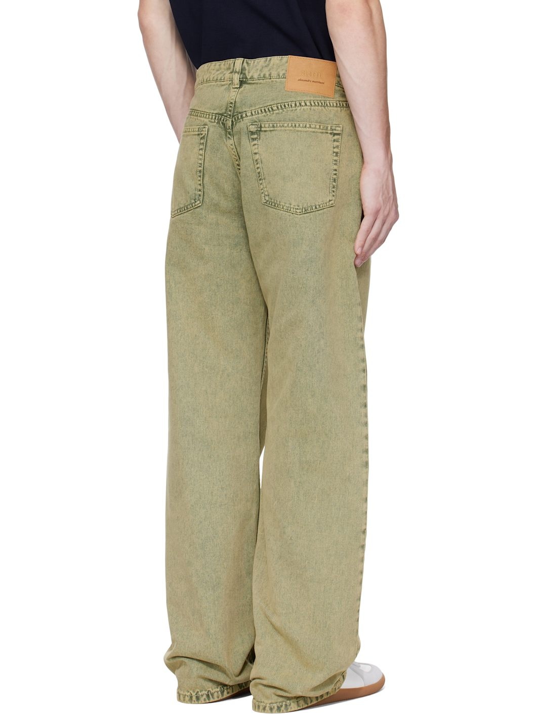 Khaki Cotton Large Fit Jeans - 3