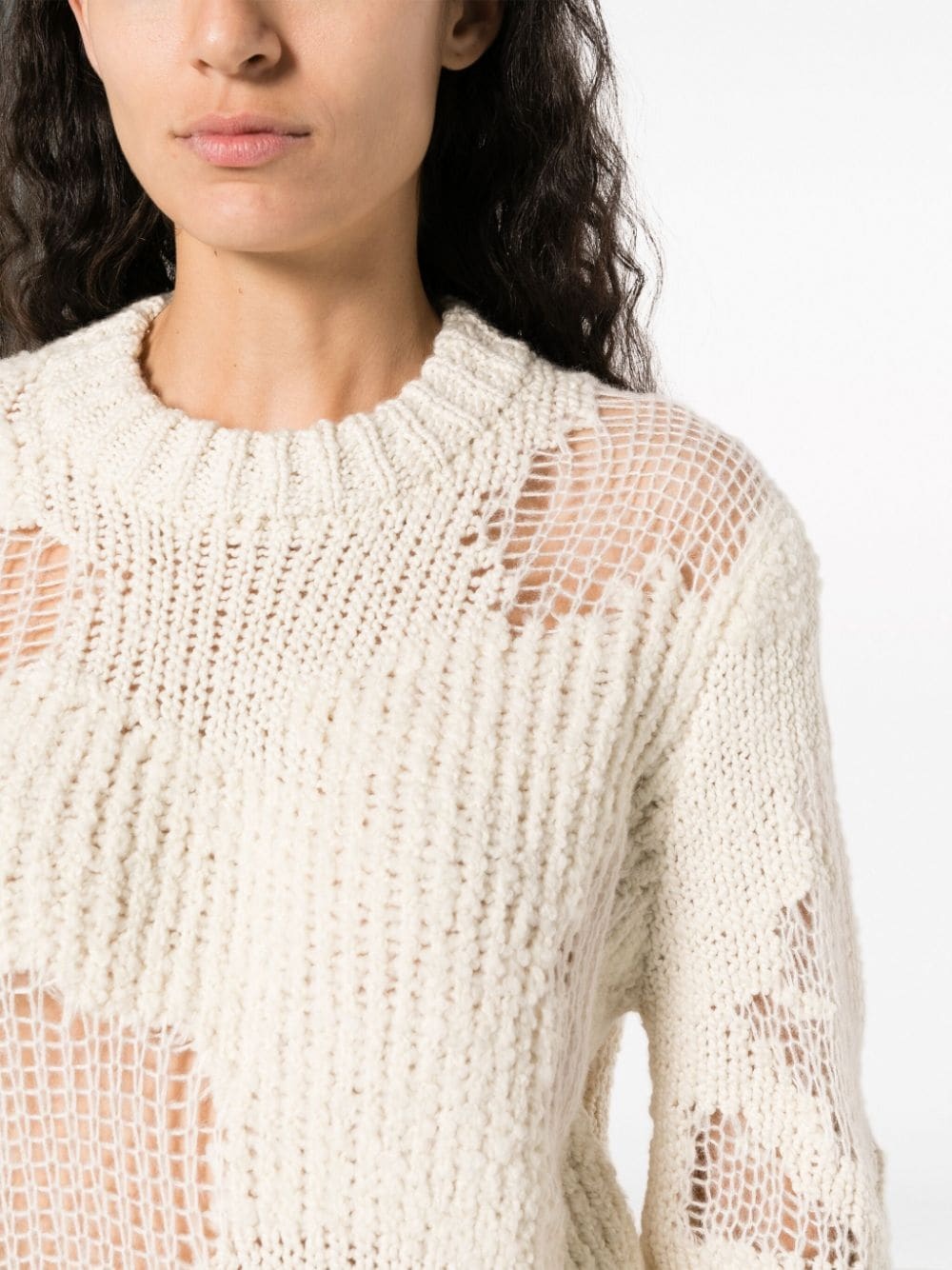 Generous chunky-knit distressed jumper - 5