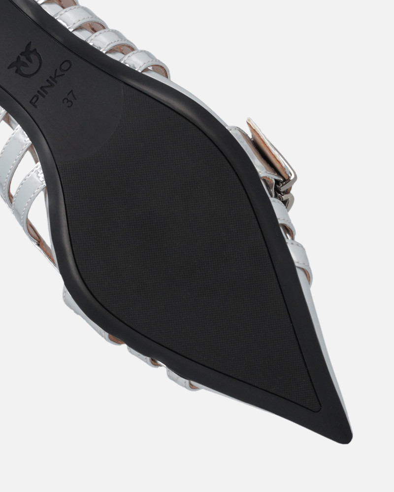 SILVER MIRRORED SLINGBACK PUMPS 7