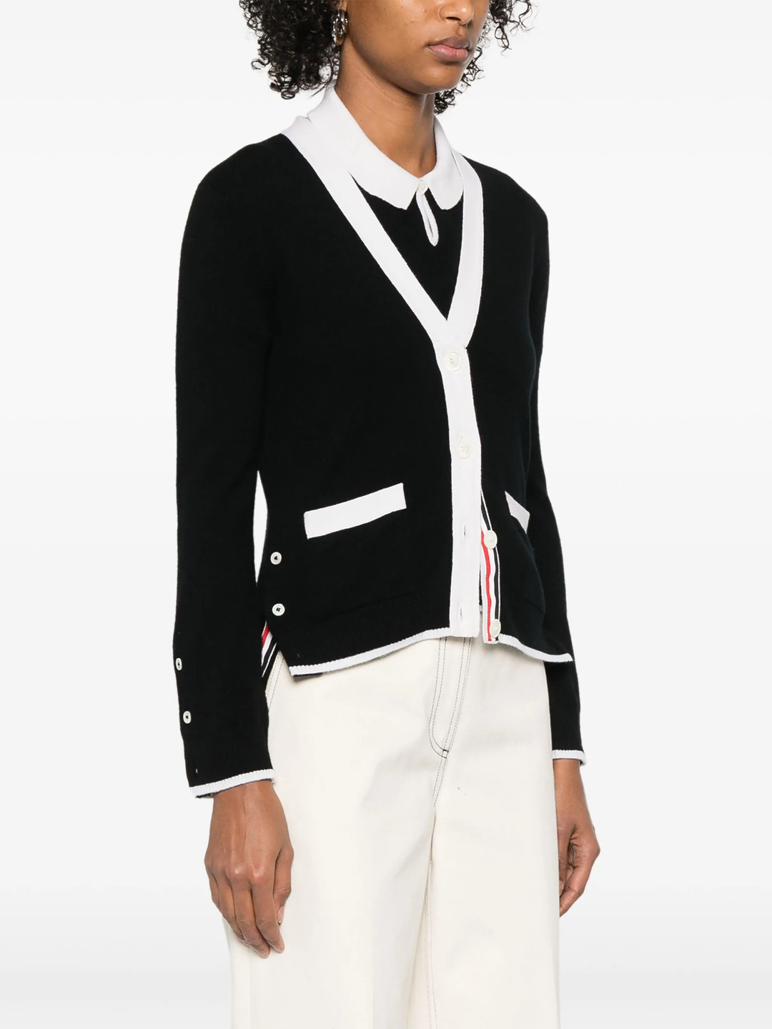 Jersey Stitch Cashmere V Neck Cardigan Women - 3