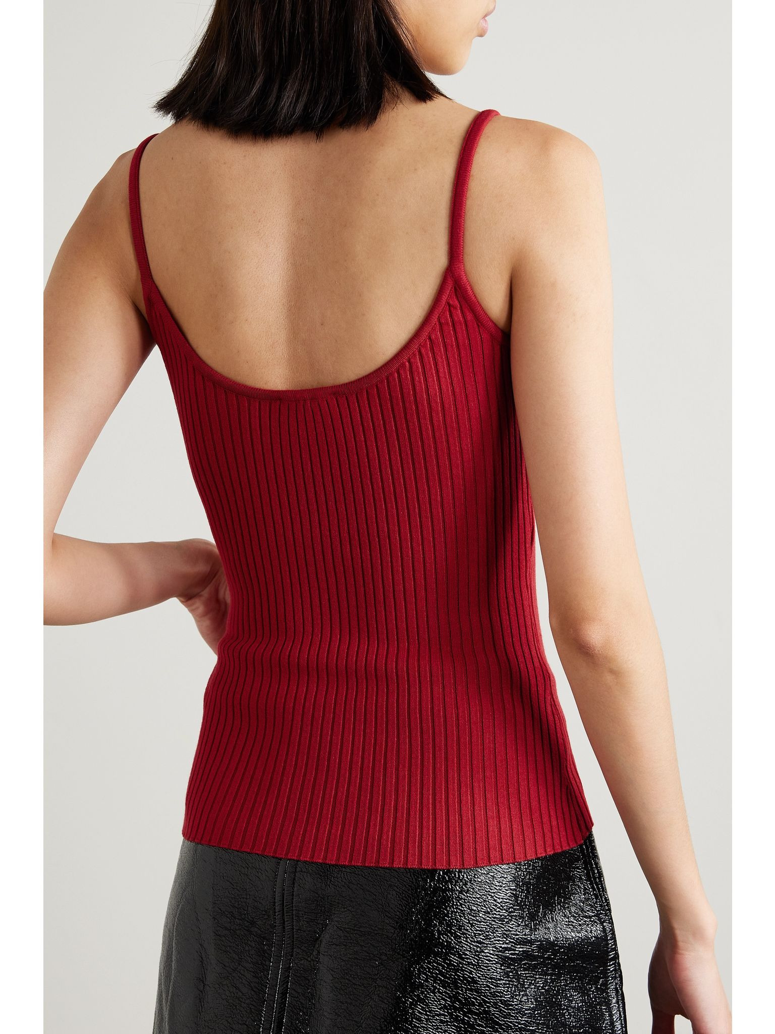 Reedition appliquéd ribbed-knit tank Red - 4