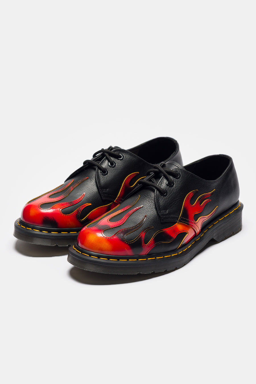 1461 Flame 3 Eye Shoe in Black/Vibrant Red/Yellow Overdrive/Multi Arcadia - 3
