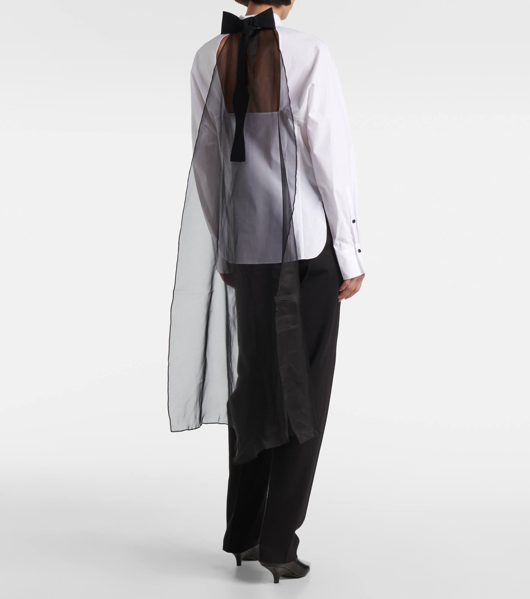 Poplin Power bow-detail cotton-blend poplin shirt - 3